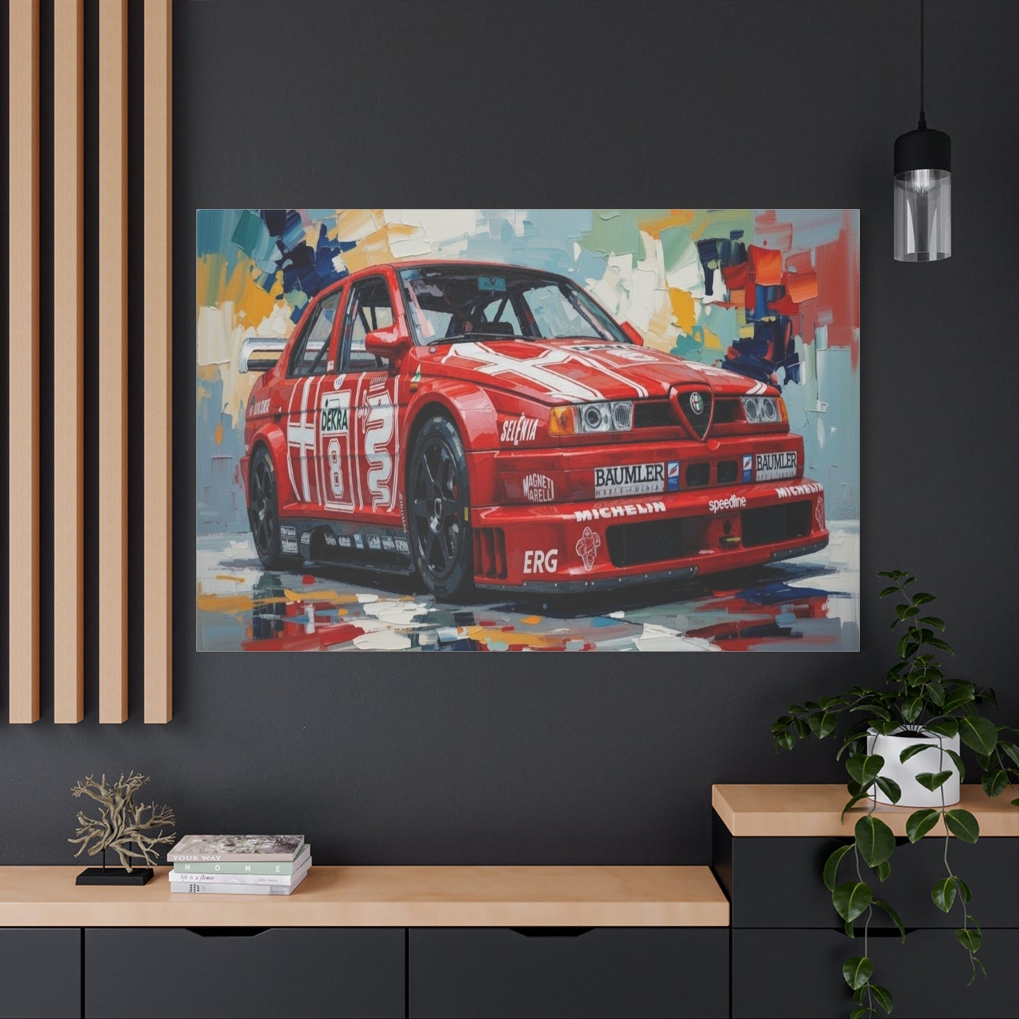 Racing Alfa Romeo Canvas Print — Red Race Car Stretched Wall Art