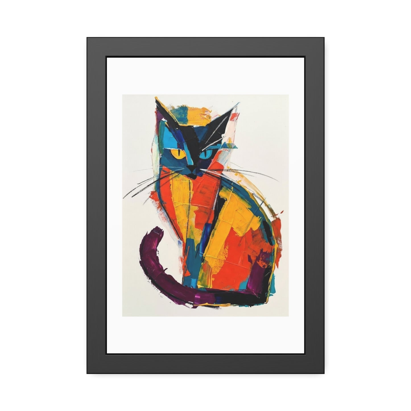 Colorful Abstract Cat Framed Poster