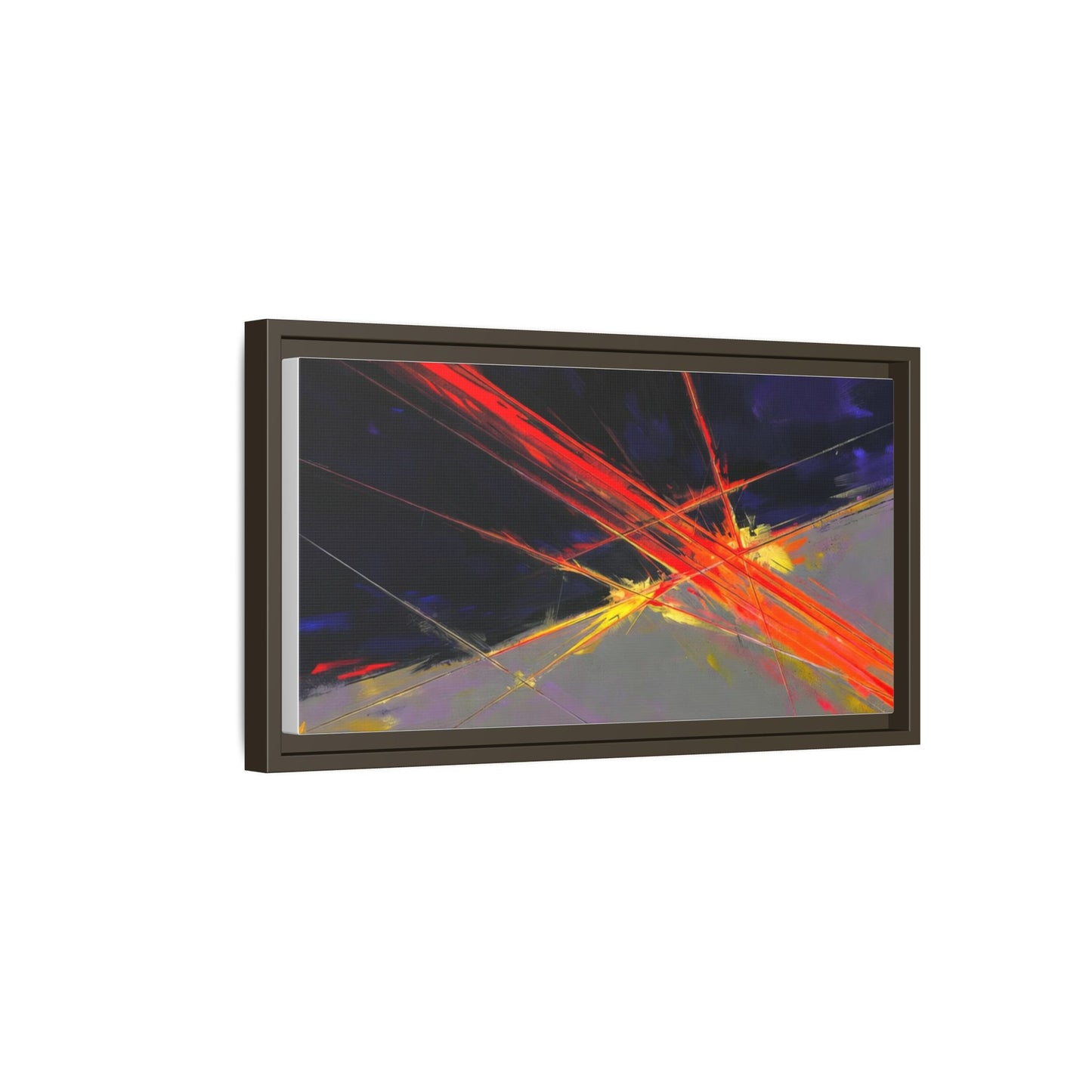 Abstract Red Streaks Framed Matte Canvas Art — Modern Multi‑Color Wall Decor