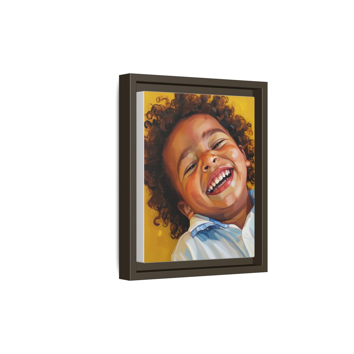 Framed Matte Canvas Print – Joyful Child Portrait, Colorful Nursery Wall Art