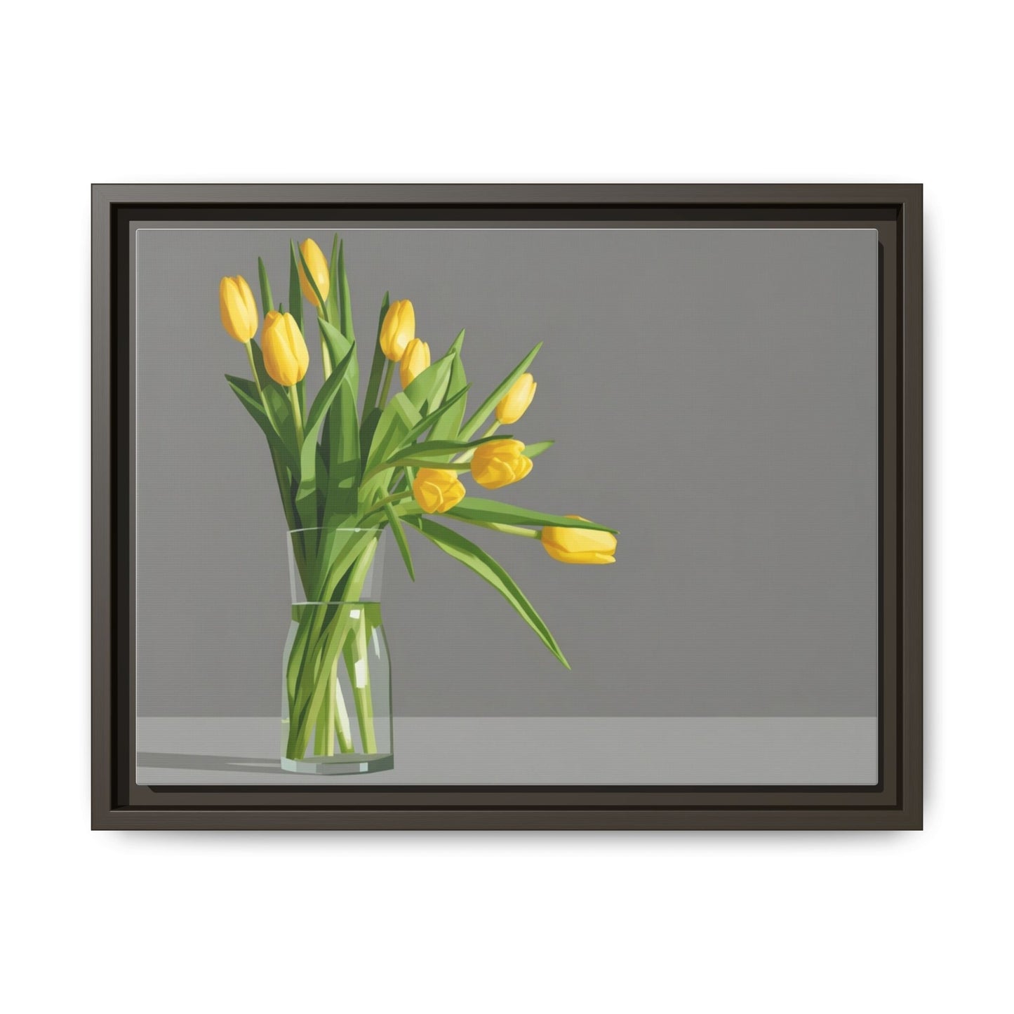 Framed Matte Canvas Art — Yellow Tulip Vase Wall Print