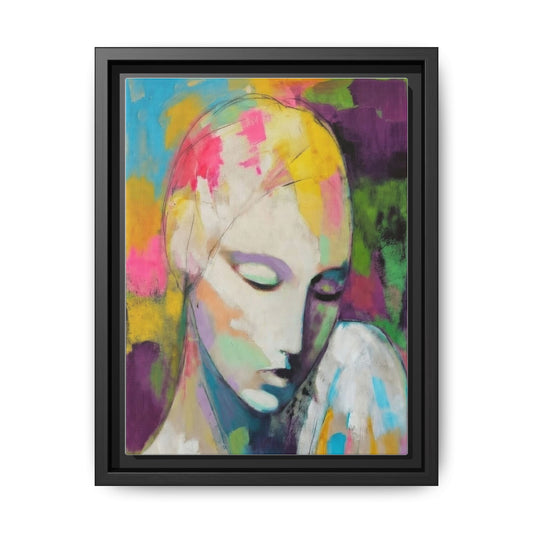 Framed Matte Canvas Art - Colorful Abstract Portrait