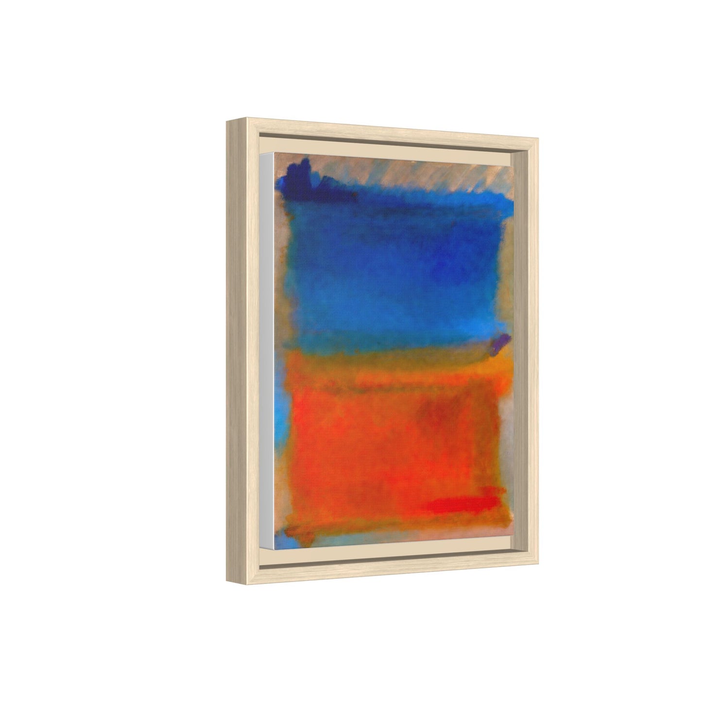 Abstract Color Block Matte Canvas Framed Wall Art — Blue & Orange Modern Painting
