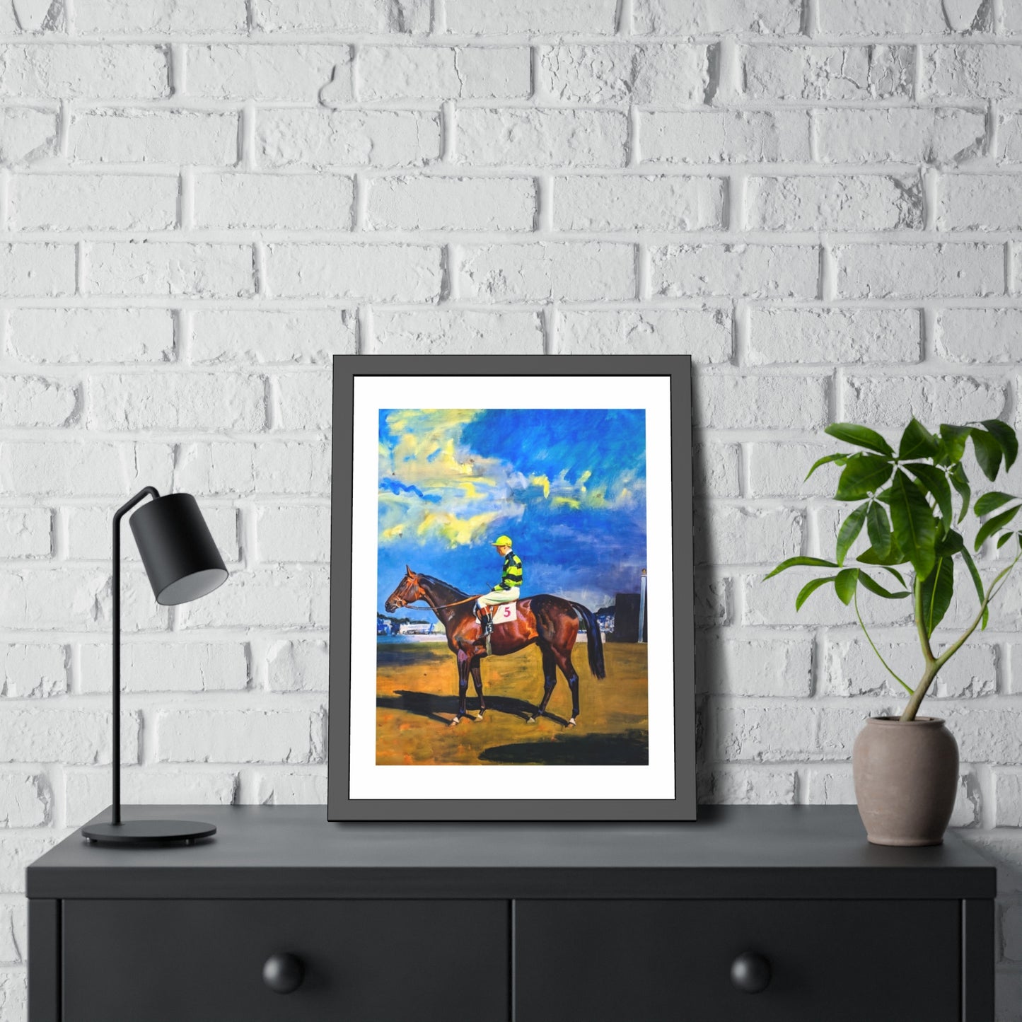 Framed Poster — Vintage Racehorse Jockey Art Print