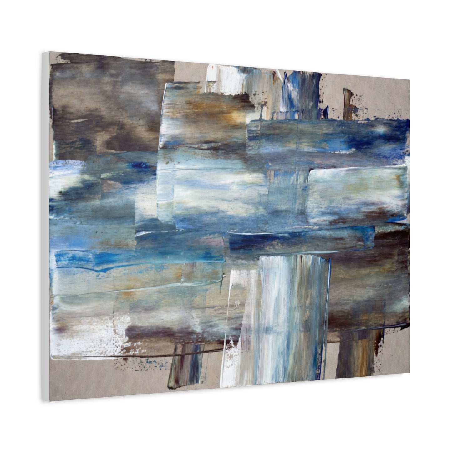 Abstract Blue Waterfall Matte Canvas Wall Art, Stretched 1.25"