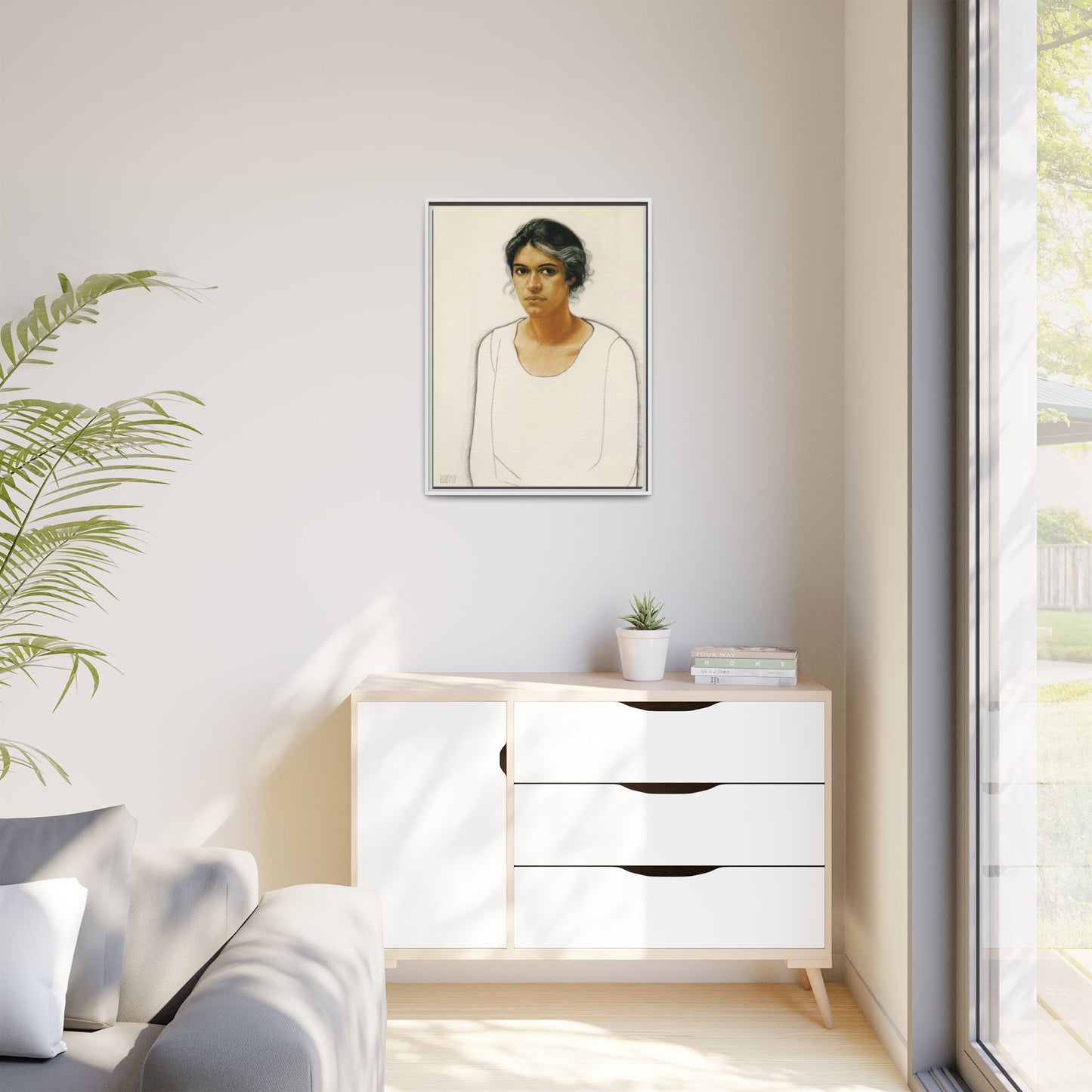 Portrait of a Woman by Winold Reiss Framed Matte Canvas Portrait Print