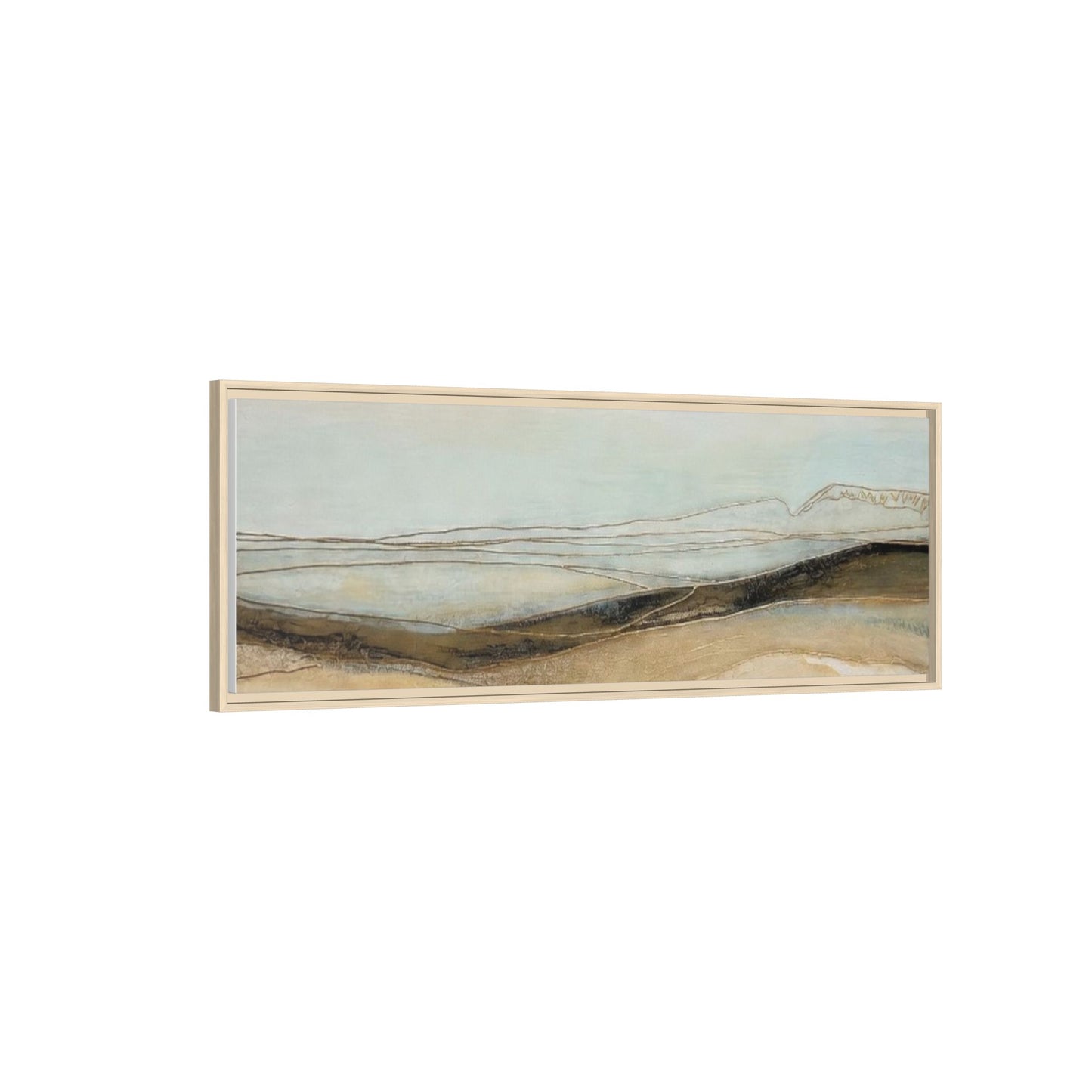 Framed Matte Canvas Wall Art — Neutral Abstract Landscape in Soft Blues & Earth Tones
