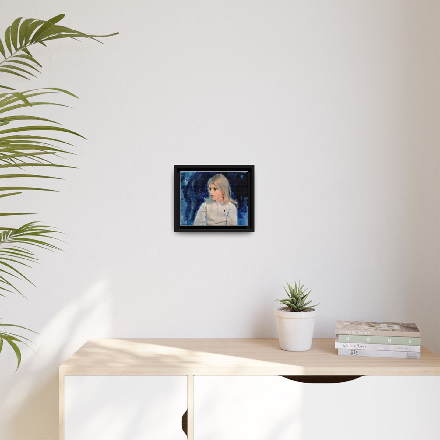 Painting of girl by Unknown Artist Framed Matte Canvas Classic Wall Art