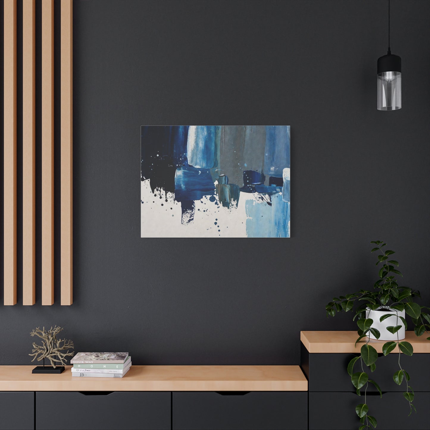 Blue Abstract Canvas Wall Art – Modern Matte Stretched Canvas