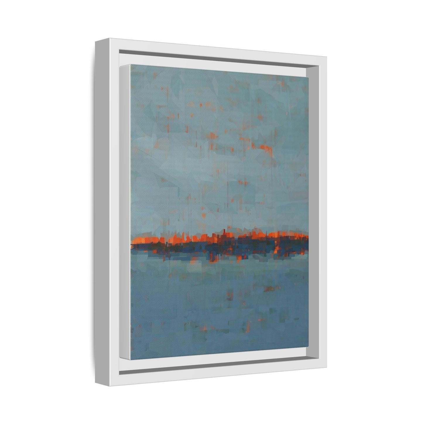 Framed Canvas Art — Teal & Orange Abstract Seascape