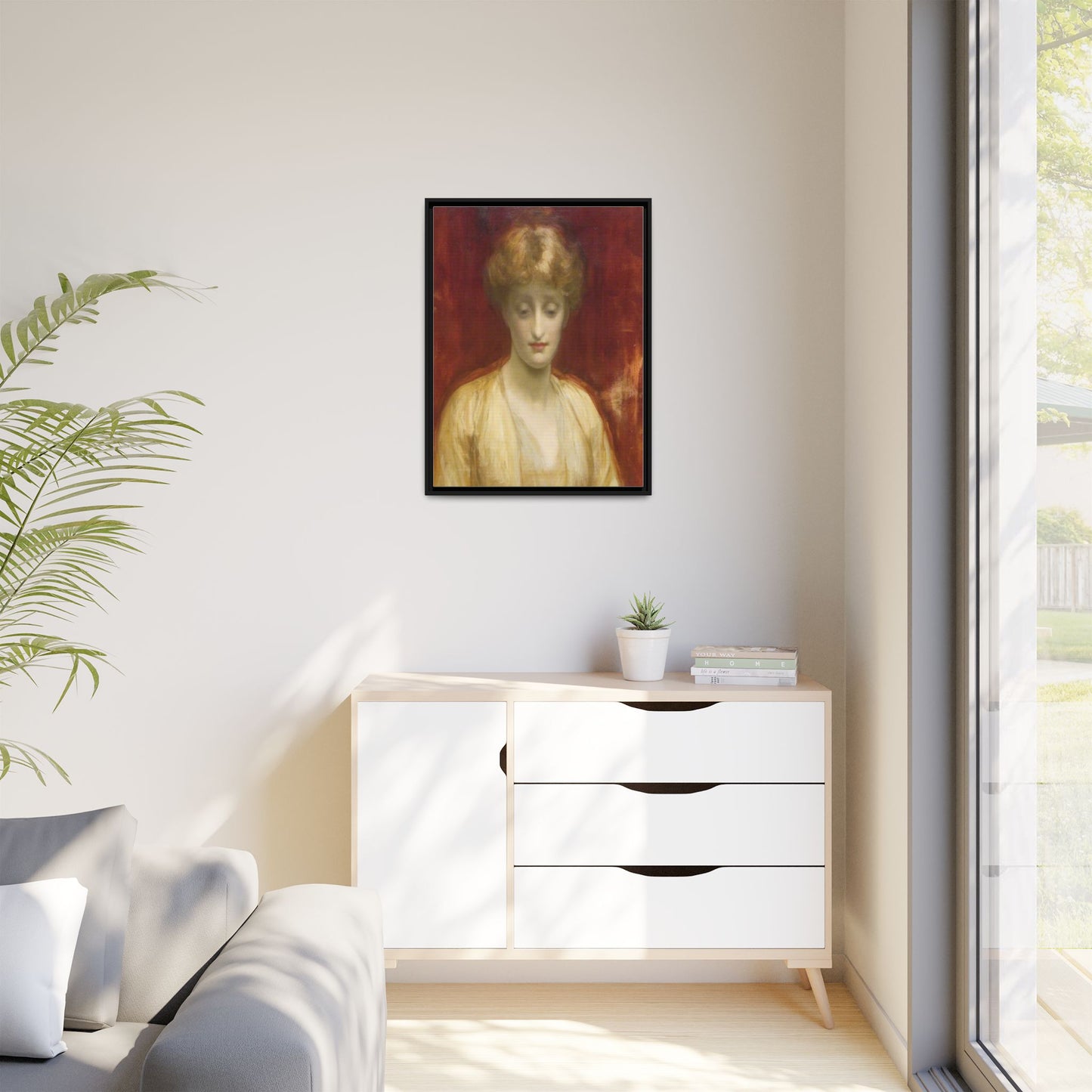 Mrs Williams by Lord Frederic Leighton Framed Matte Canvas Portrait Wall Art Print