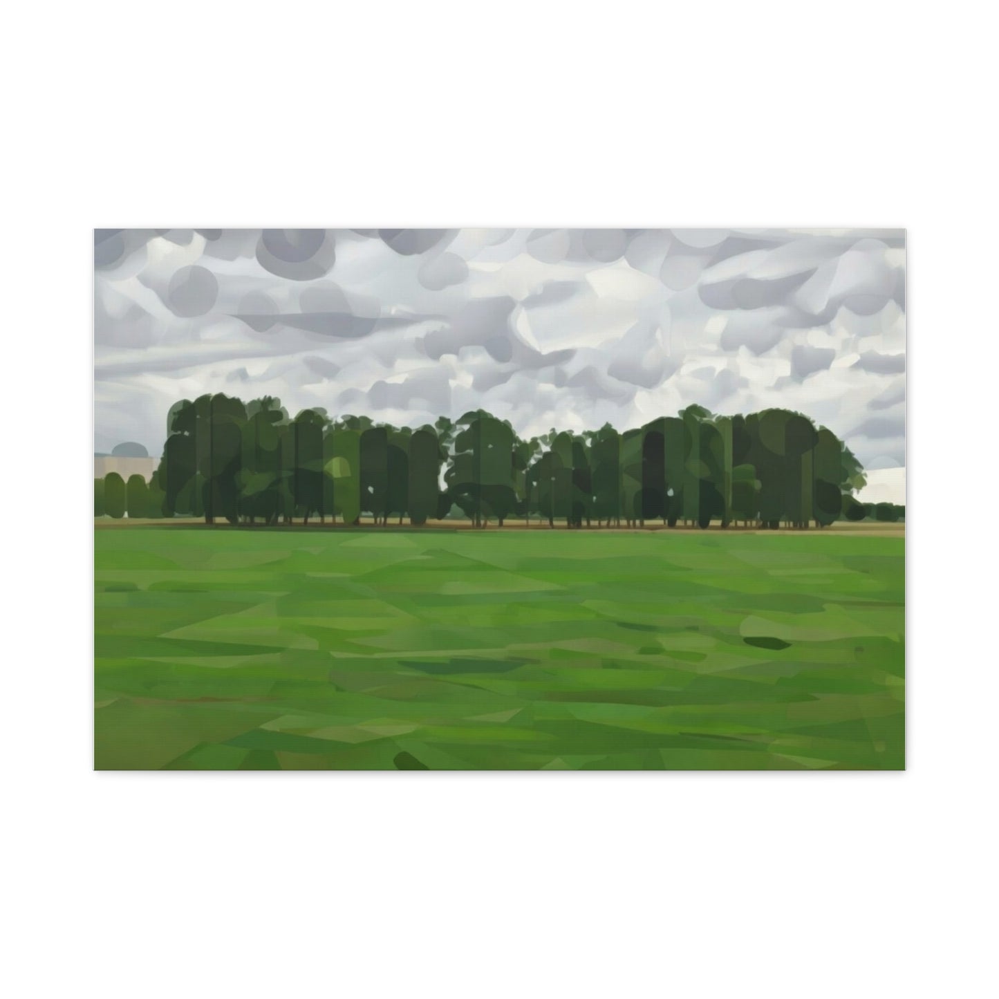 Green Field Landscape Canvas Print — Tranquil Park Scene Matte Stretched Canvas