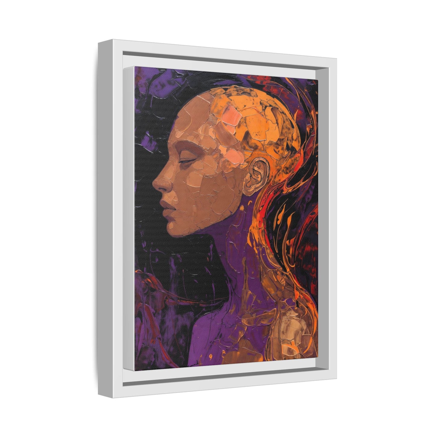 Abstract Profile Portrait Matte Framed Canvas — Multicolor Feminine Art Print
