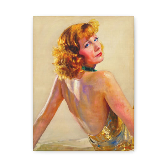 Vintage Greta Garbo Glam Portrait Canvas