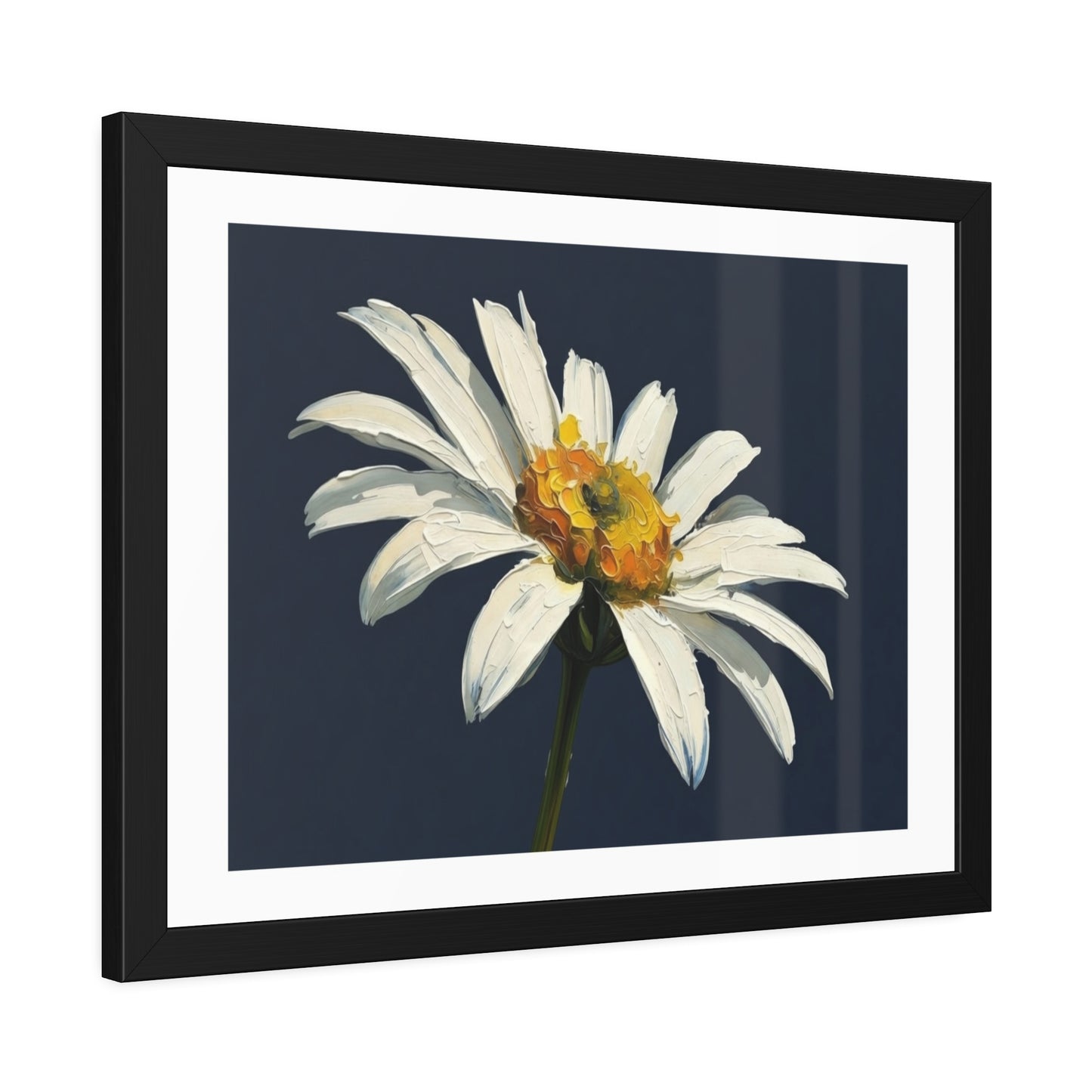 Framed Daisy Art Print — White Daisy Wall Poster in Black Frame
