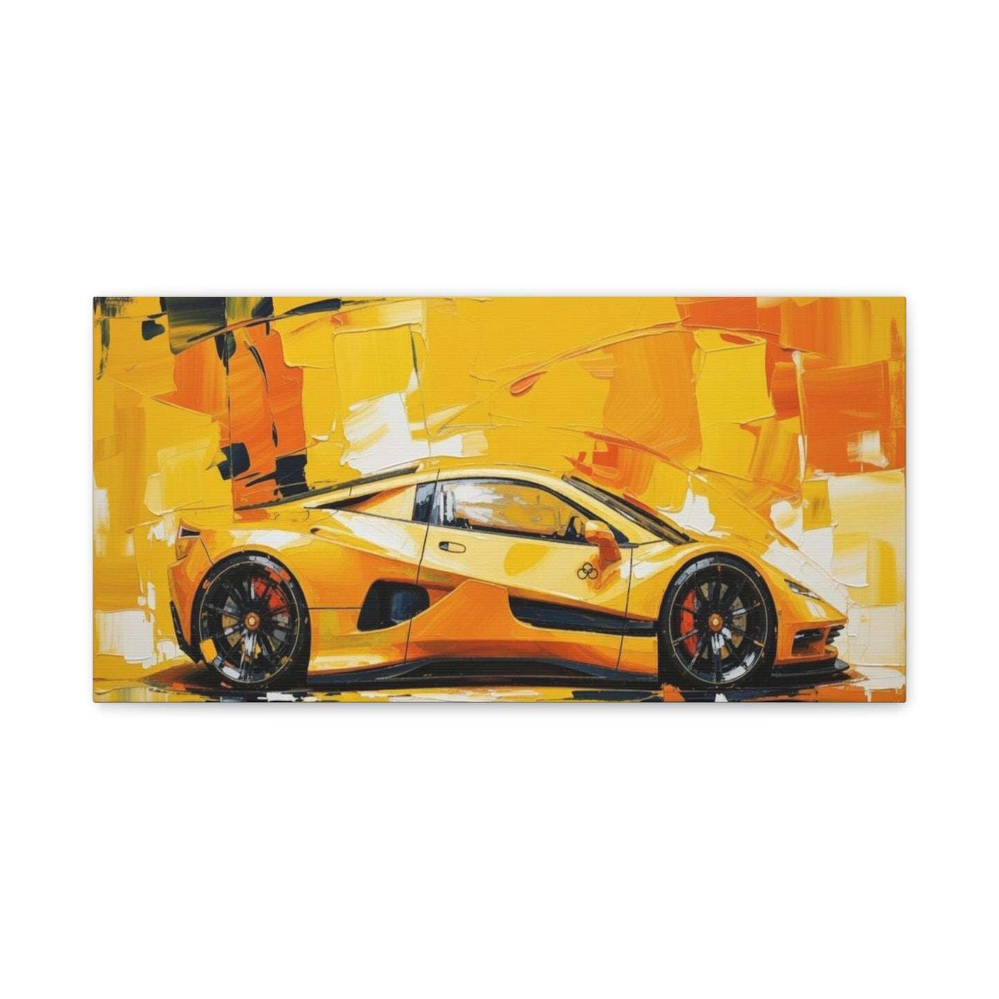 Yellow Sports Car Abstract Canvas Art - Matte Stretched Wall Print