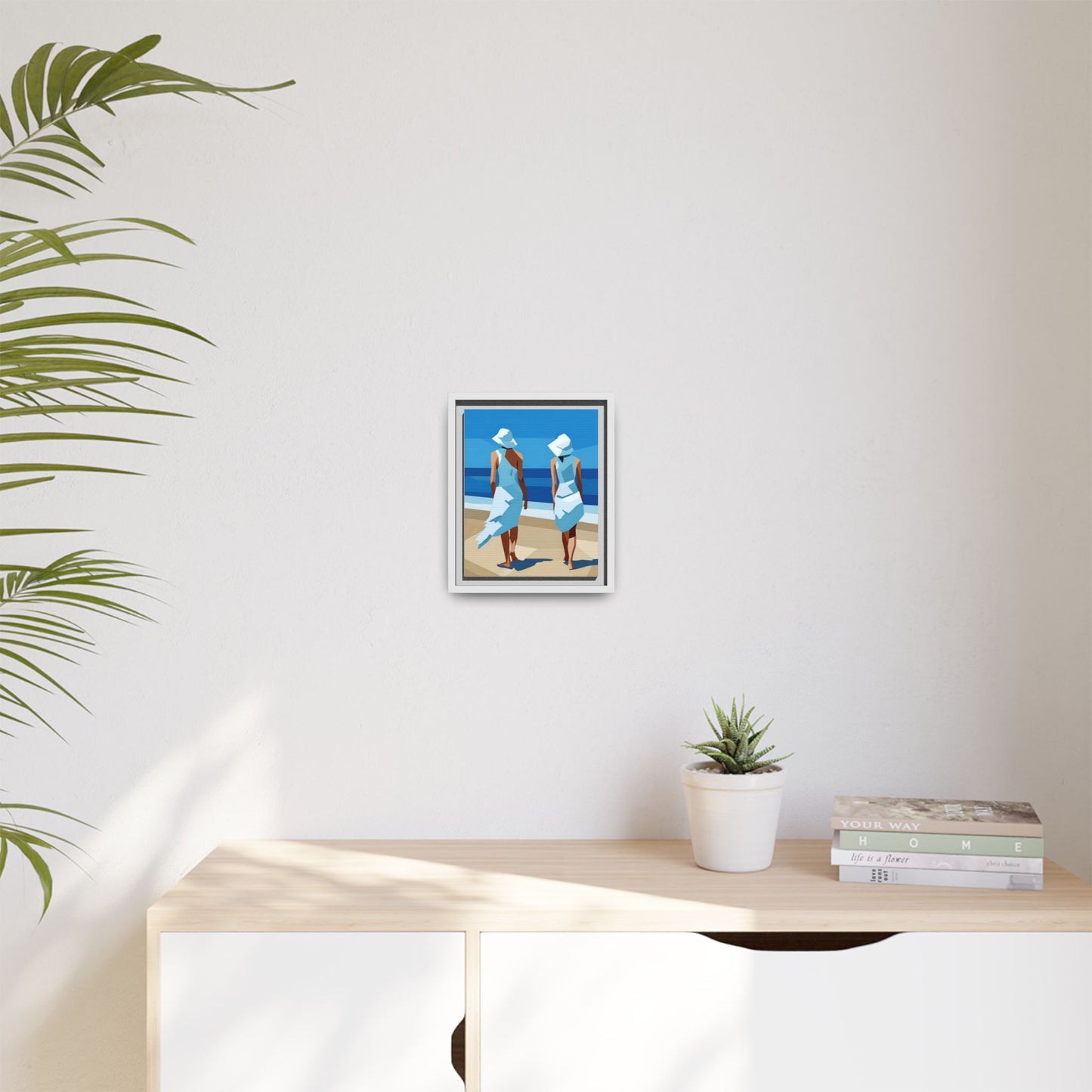 Seaside Stroll Matte Canvas Framed Print — Coastal Beach Art
