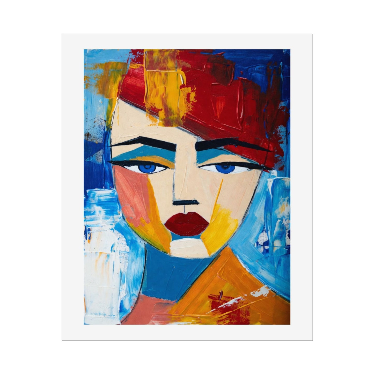 Abstract Colorful Face Poster - Modern Expressionist Rolled Art Print