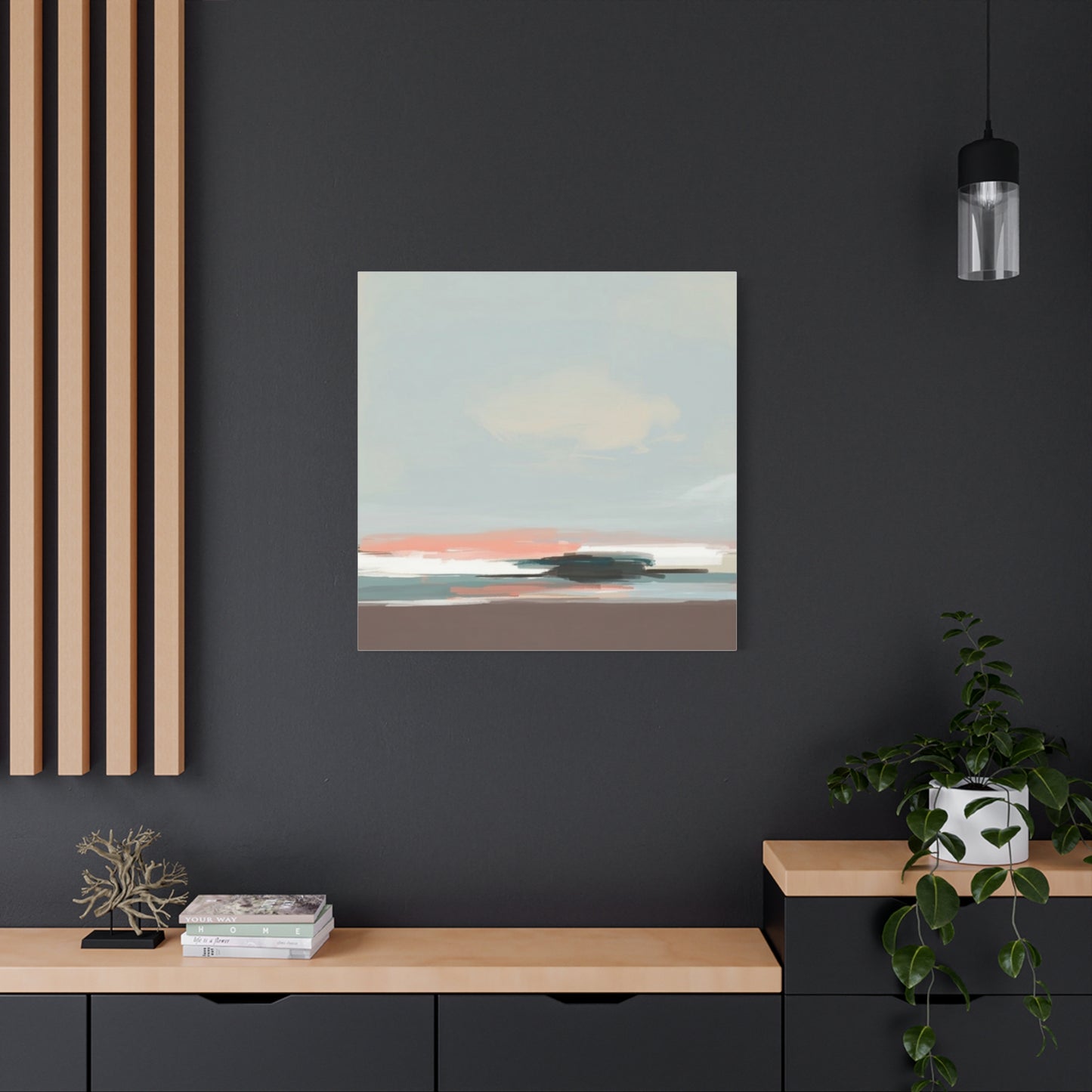 Coastal Abstract Canvas Art – Soft Pastel Seascape Matte Stretched Canvas
