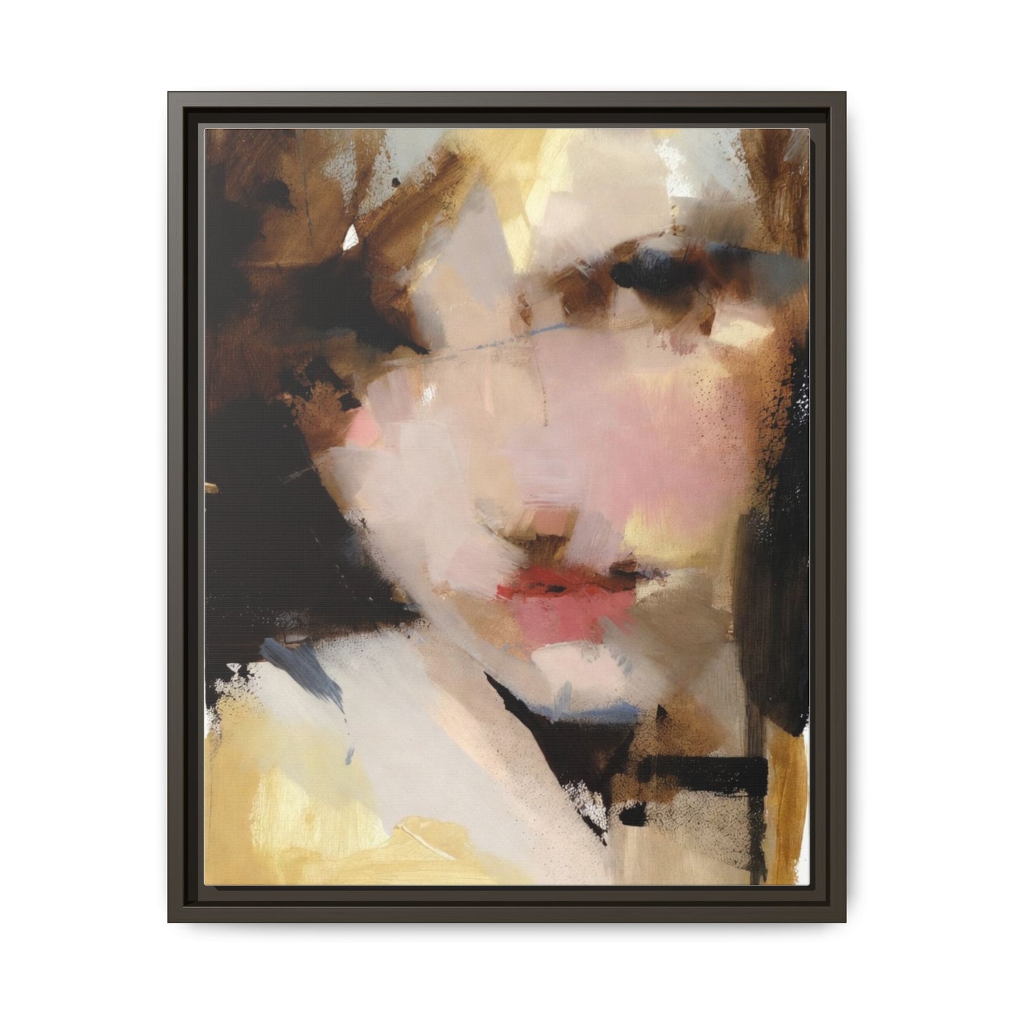 Abstract Portrait Matte Canvas Framed Print — Modern Feminine Wall Art