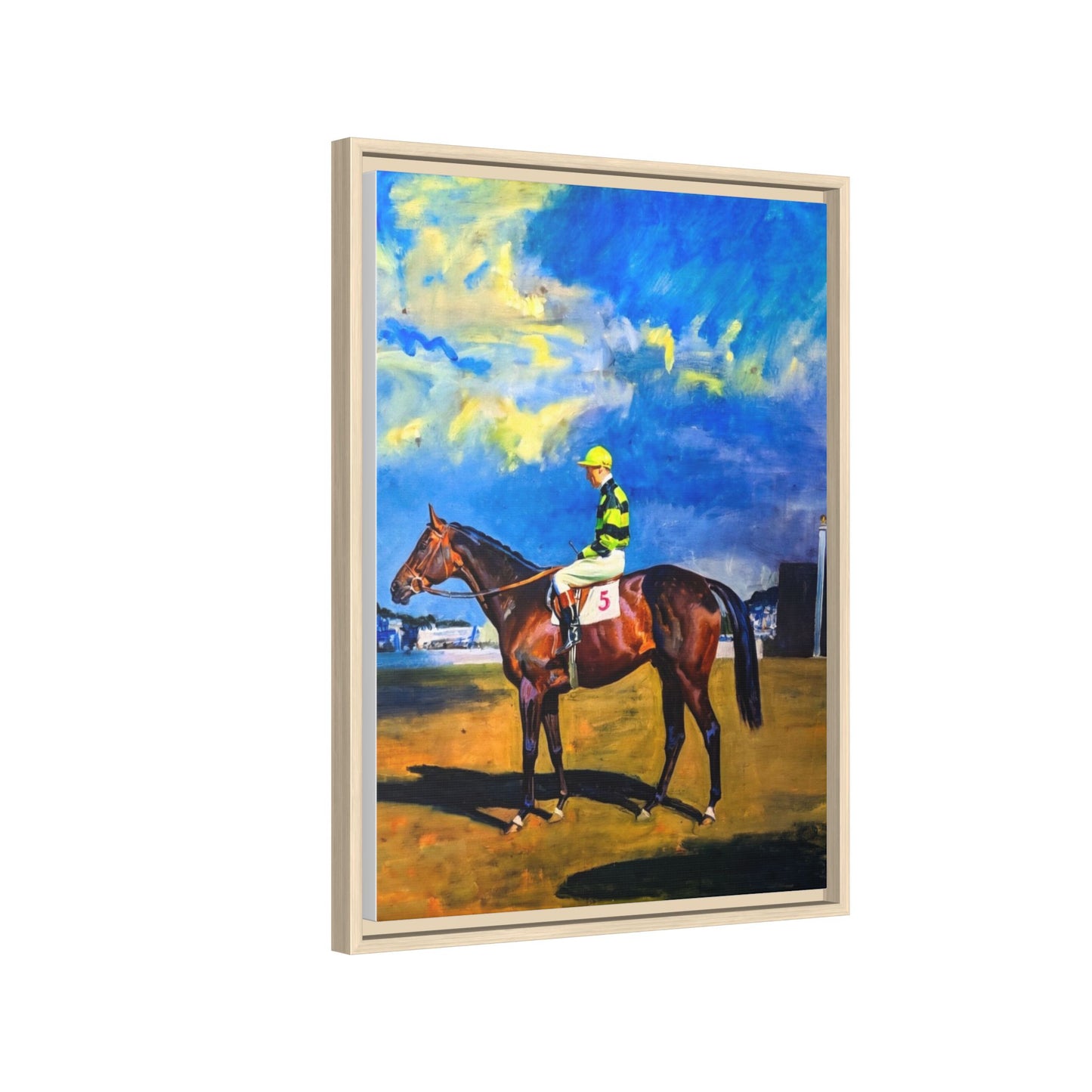 Framed Matte Canvas — Jockey on Racehorse Vintage Equestrian Wall Art