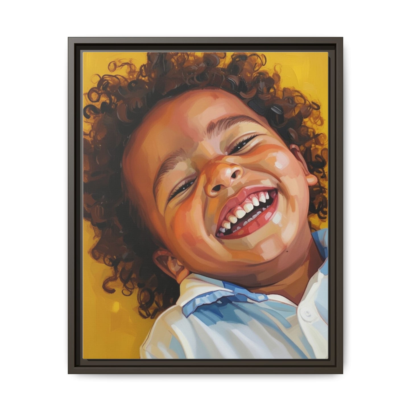 Framed Matte Canvas Print – Joyful Child Portrait, Colorful Nursery Wall Art