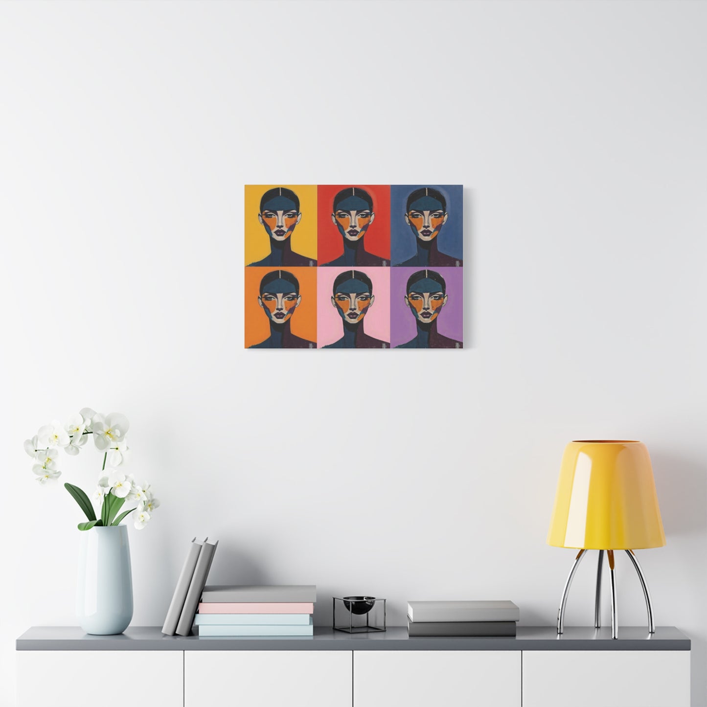 Pop Art Portrait Canvas - Colorful Six-Panel Female Face Wall Art