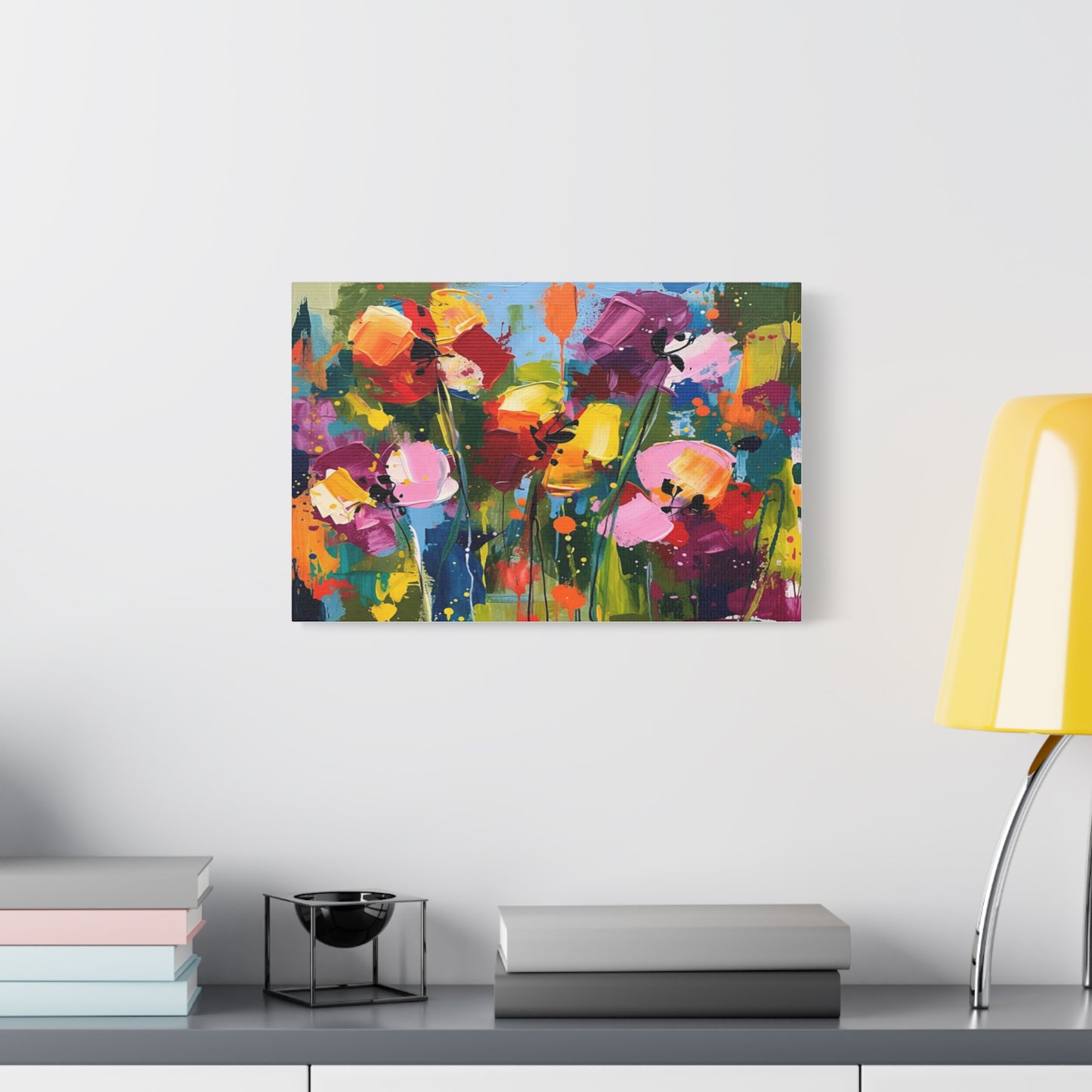 Vibrant Abstract Floral Canvas — Colorful Poppy Wall Art, Matte Stretched 1.25"