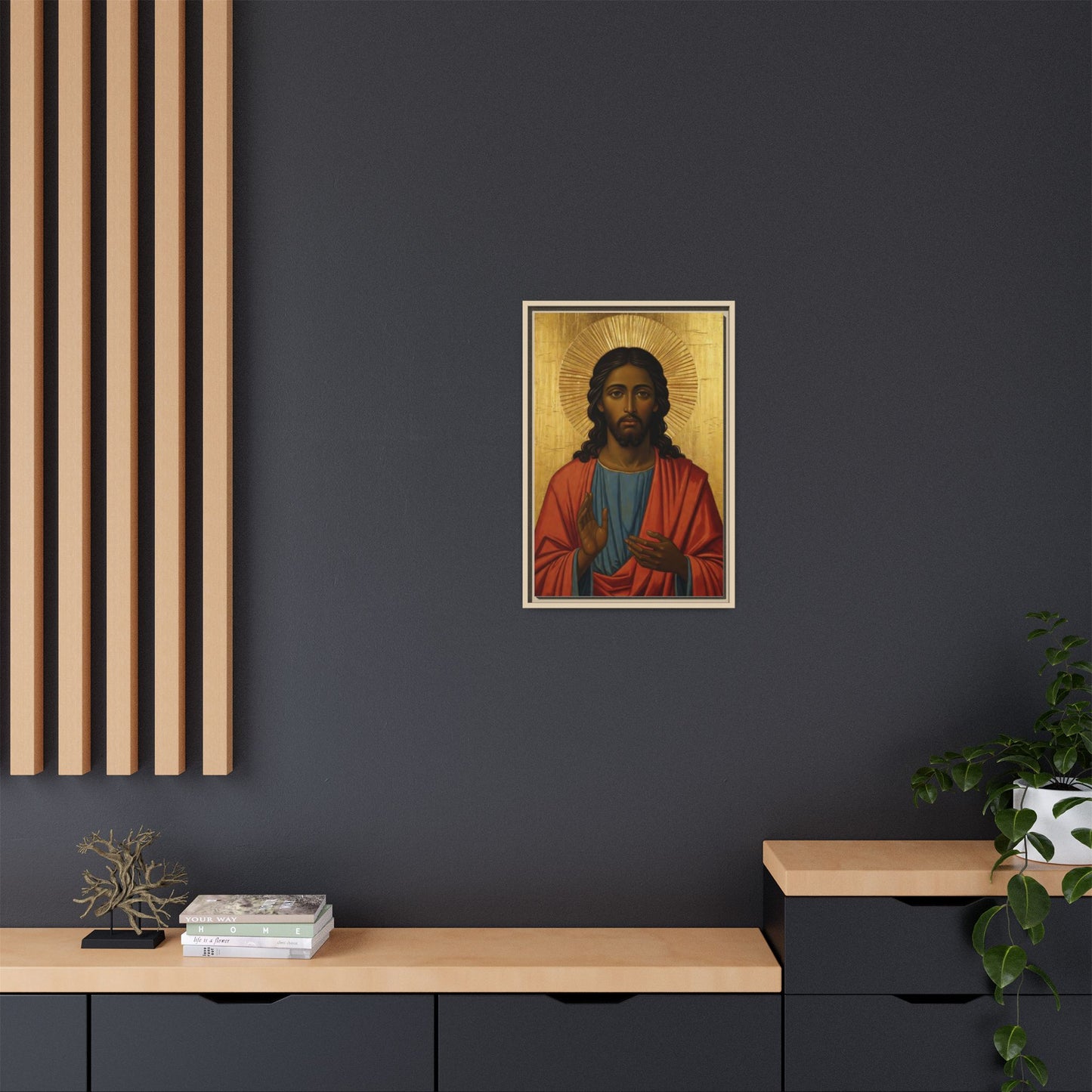 Framed Orthodox Christ Icon Matte Canvas — Religious Wall Art for Home, Church, or Prayer Corner