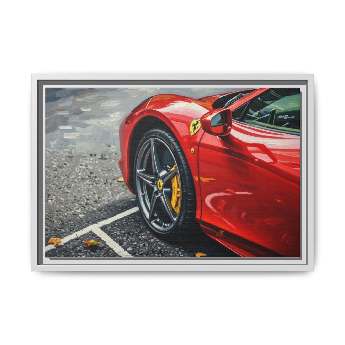 Framed Matte Canvas: Red Sports Car Close-Up Art Print