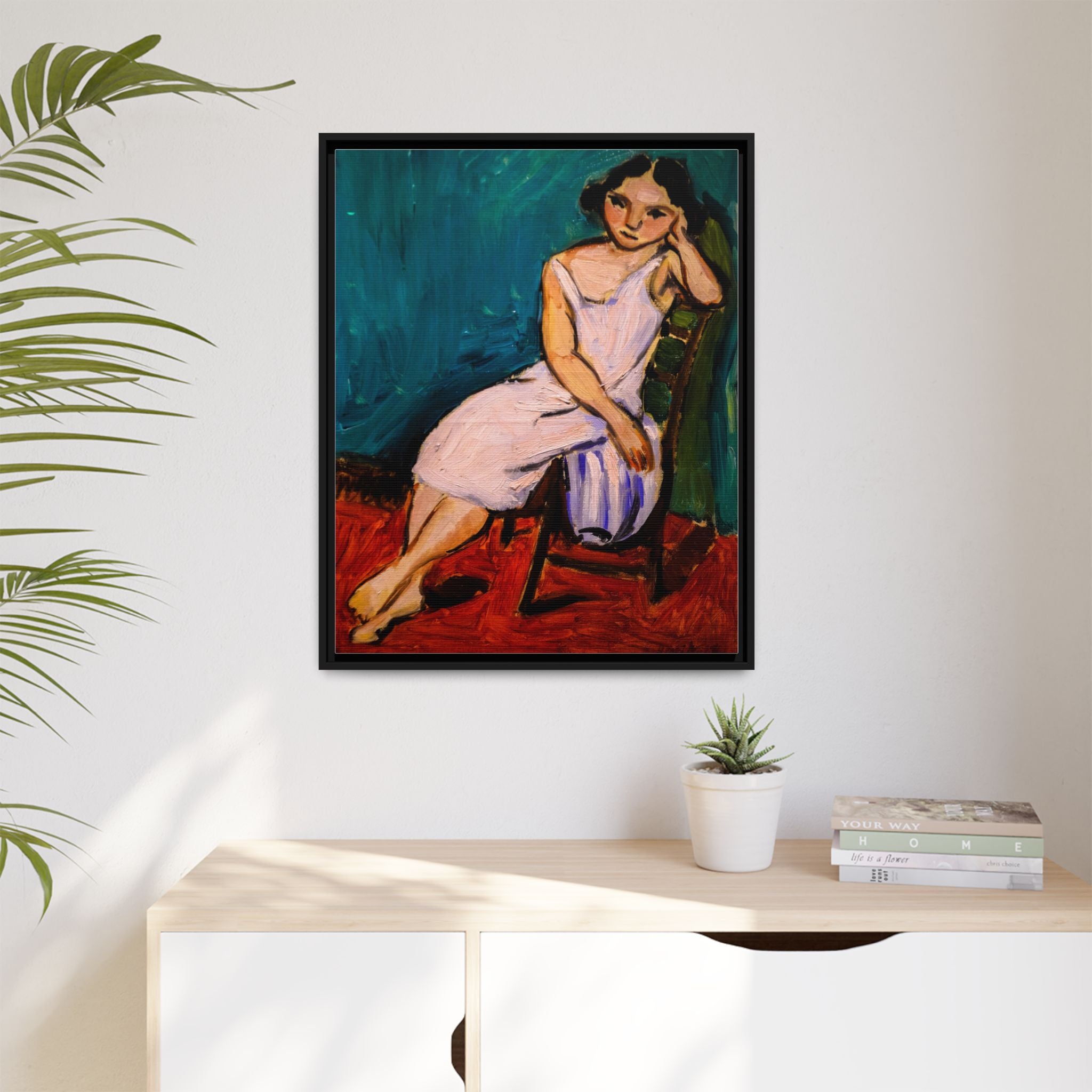Jeune Fille assise by Henri Matisse Framed Matte Canvas Wall Art