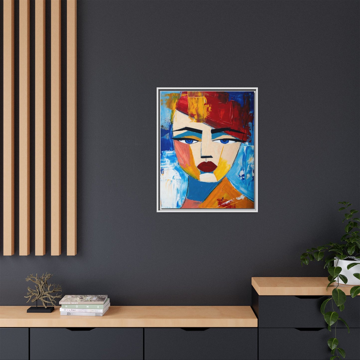Abstract Colorful Portrait Framed Canvas Art