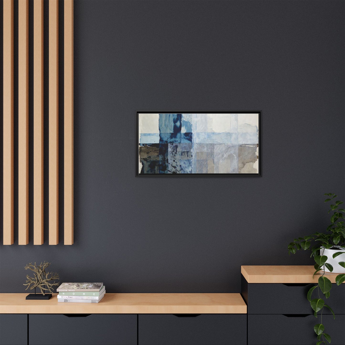 Abstract Coastal Blue Framed Canvas Art