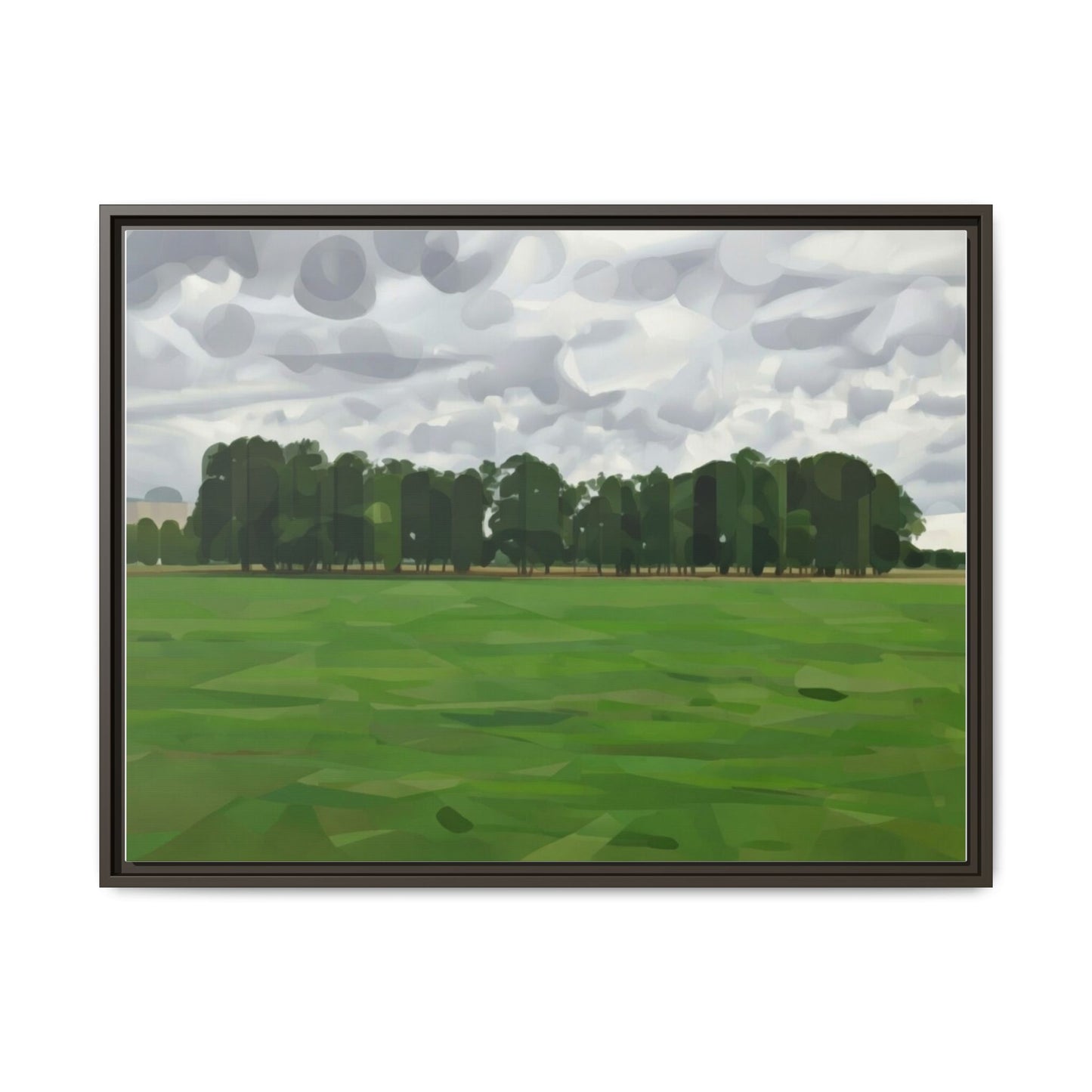 Framed Matte Canvas Print — Minimalist Green Landscape Art