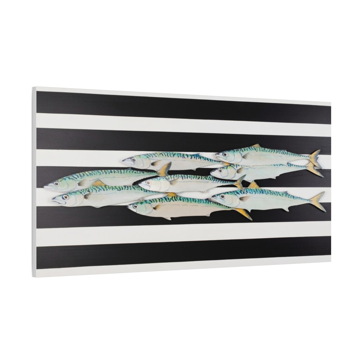 Striped Mackerel School Matte Canvas Print
