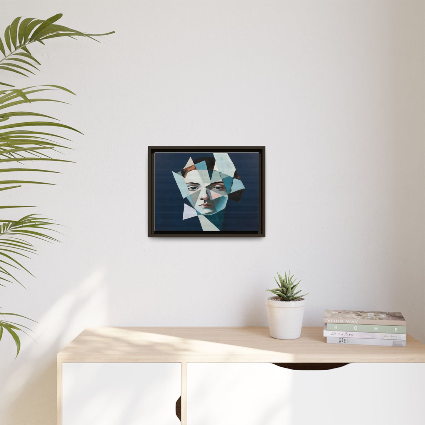 Abstract Fragmented Portrait Matte Canvas (Framed)