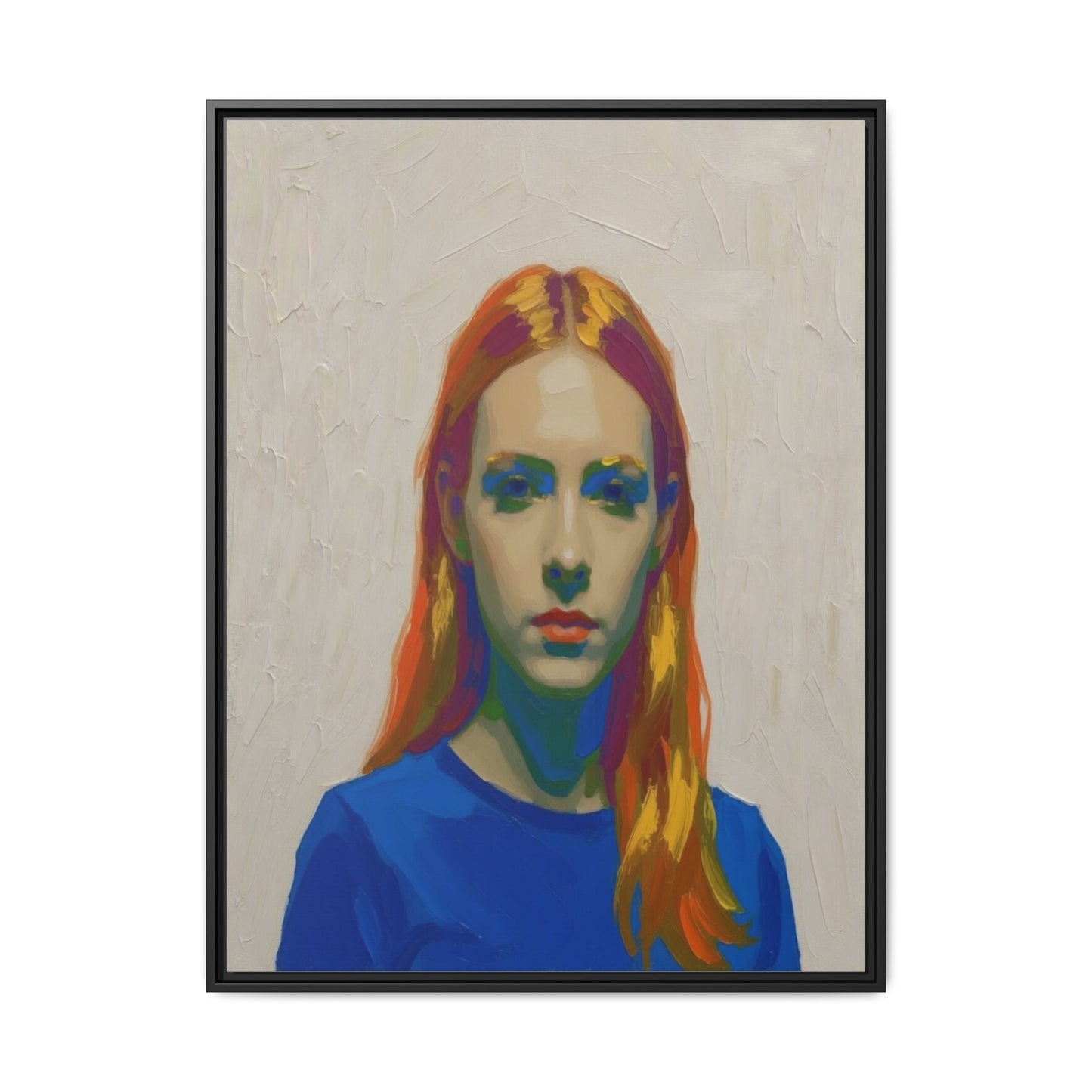 Framed Matte Canvas Portrait — Vibrant Multi‑Color Girl Art Print