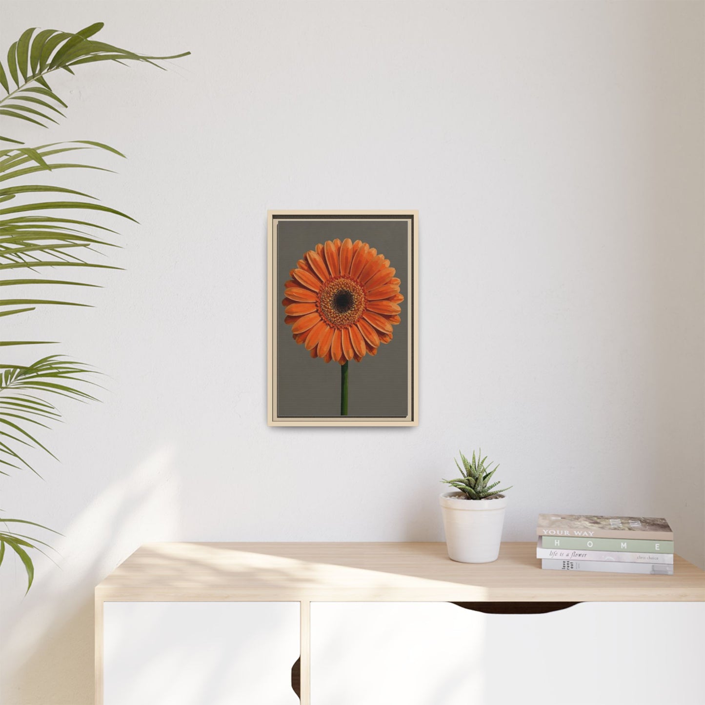 Orange Gerbera Daisy Matte Canvas Print (Framed)