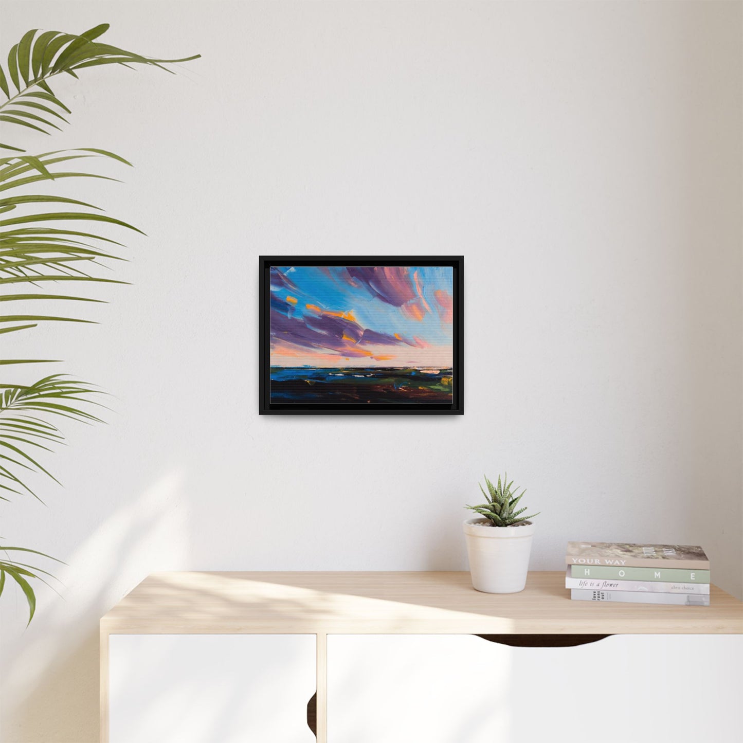 Framed Matte Canvas Abstract Seascape Sunset Art Print