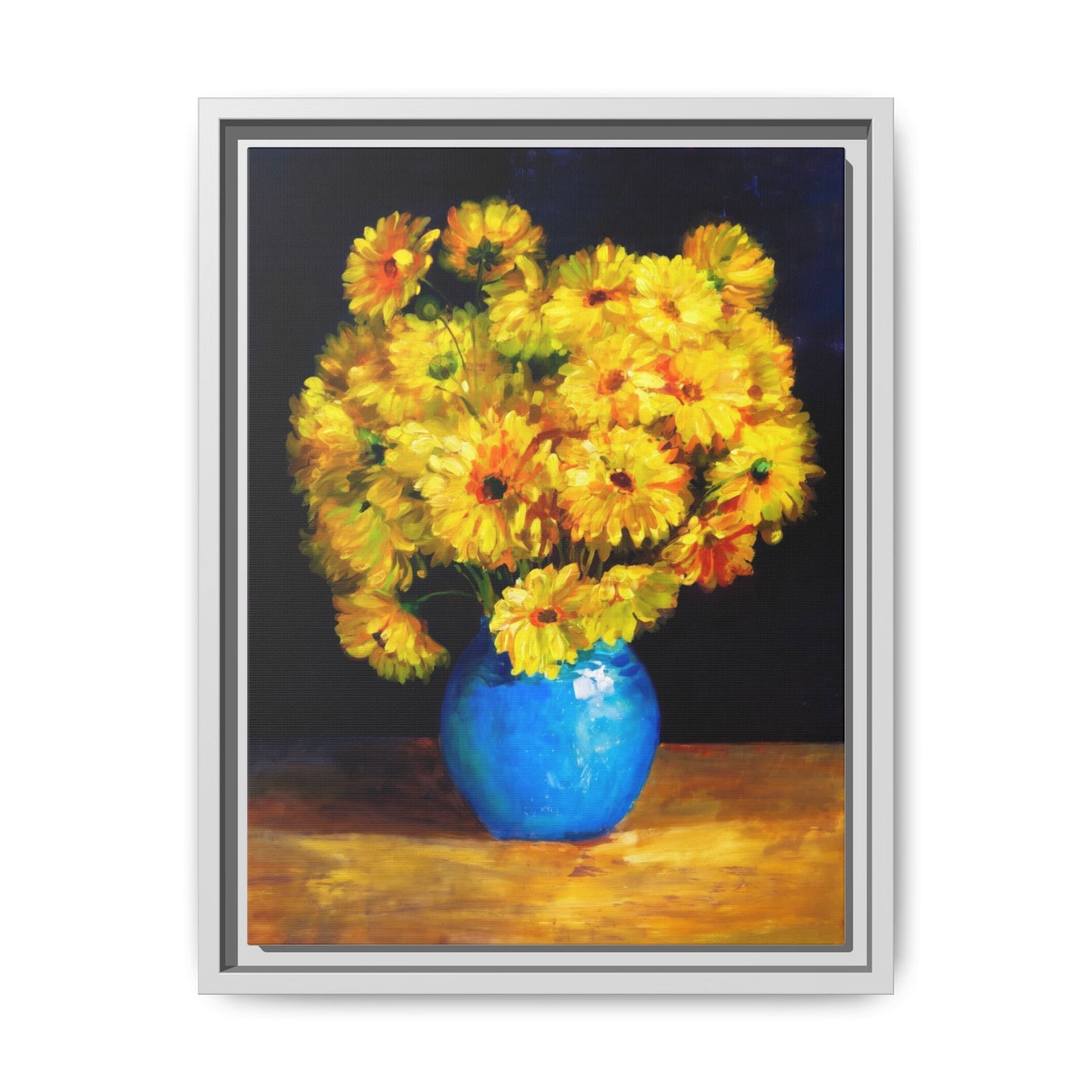 Yellow Daisy Bouquet Matte Canvas Framed Wall Art