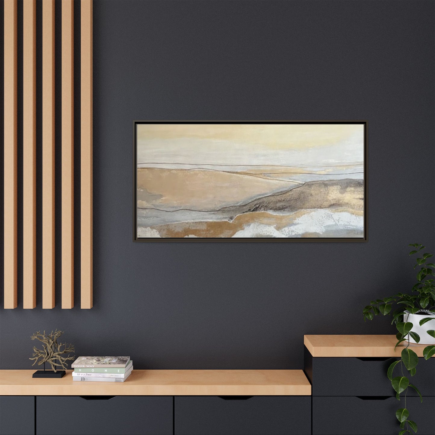 Framed Abstract Coastal Landscape Matte Canvas Wall Art