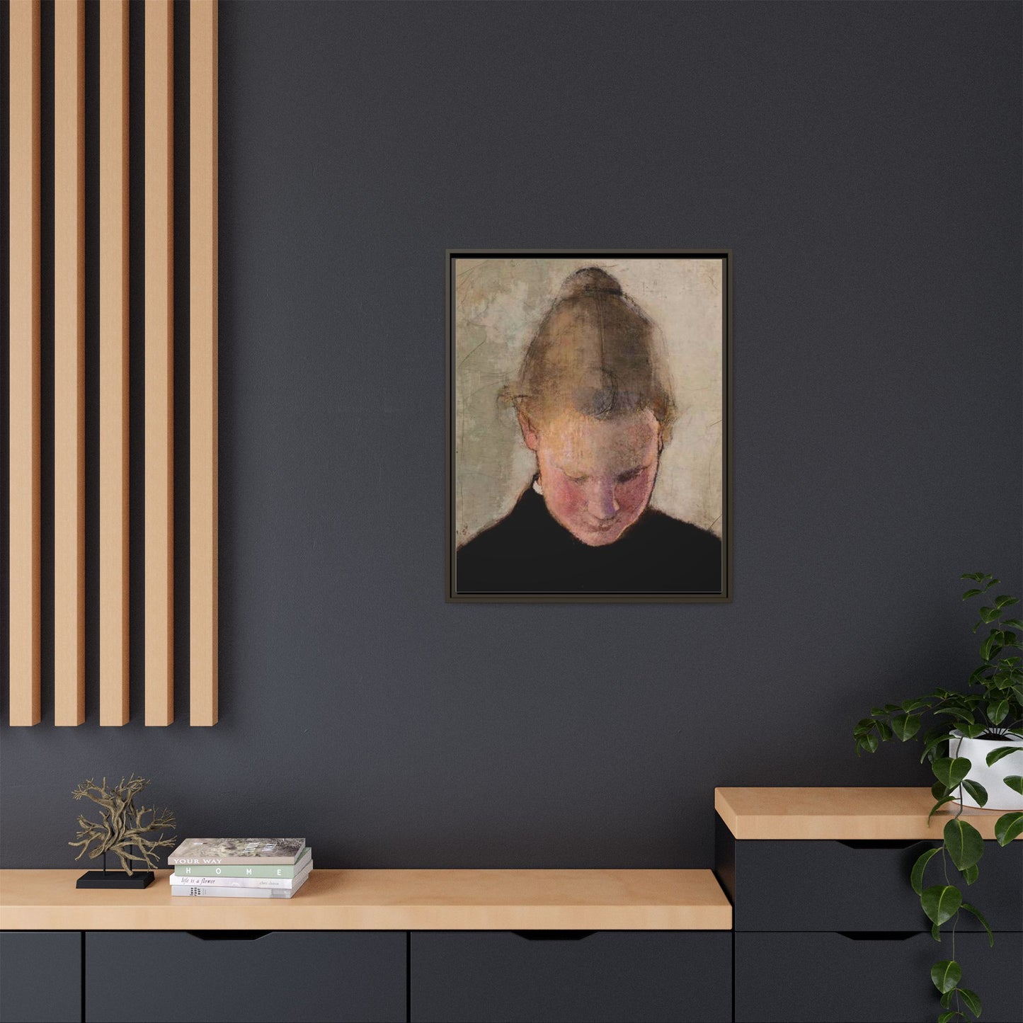 Lukeva tytto by Helena Schjerfbeck Framed Matte Canvas Art Print