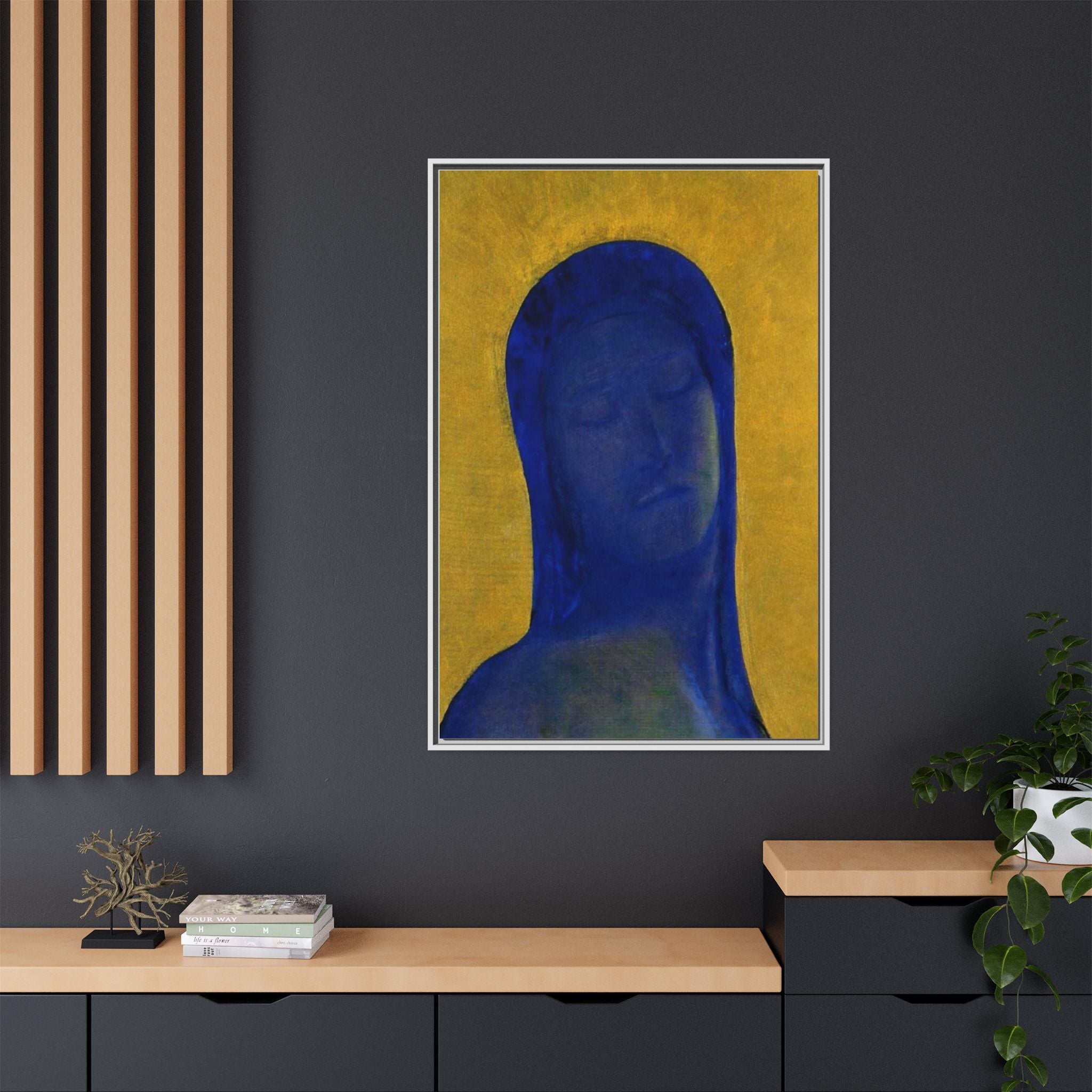 Closed Eyes by Odilon Redon Framed Matte Canvas Wall Art Print