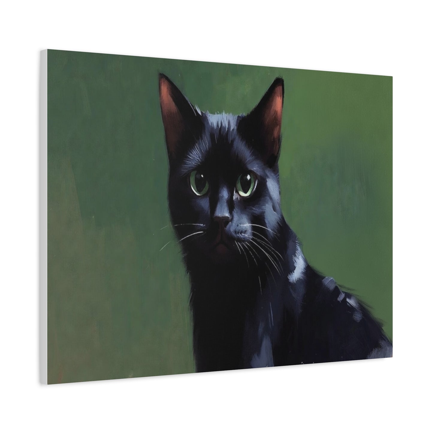 Black Cat Portrait Canvas - Matte Stretched Wall Art