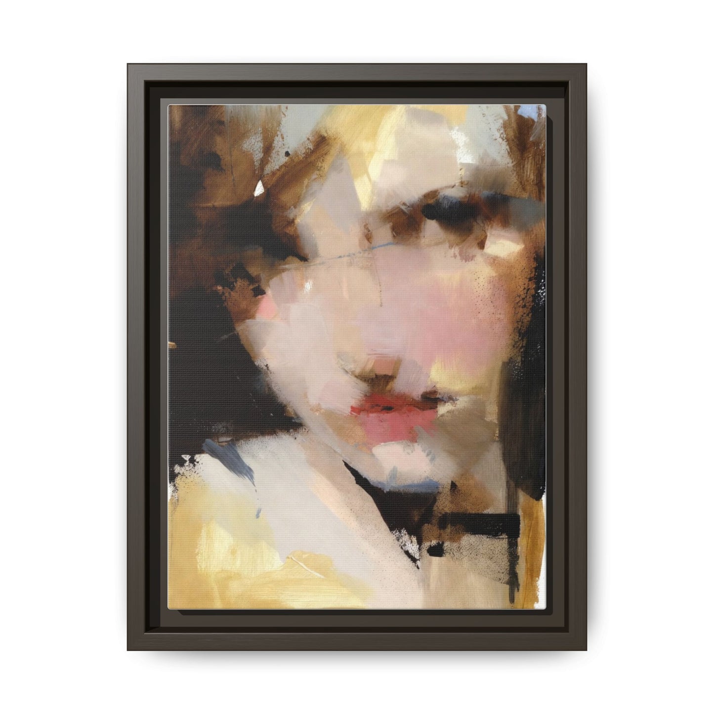 Abstract Portrait Matte Canvas Framed Print — Modern Feminine Wall Art