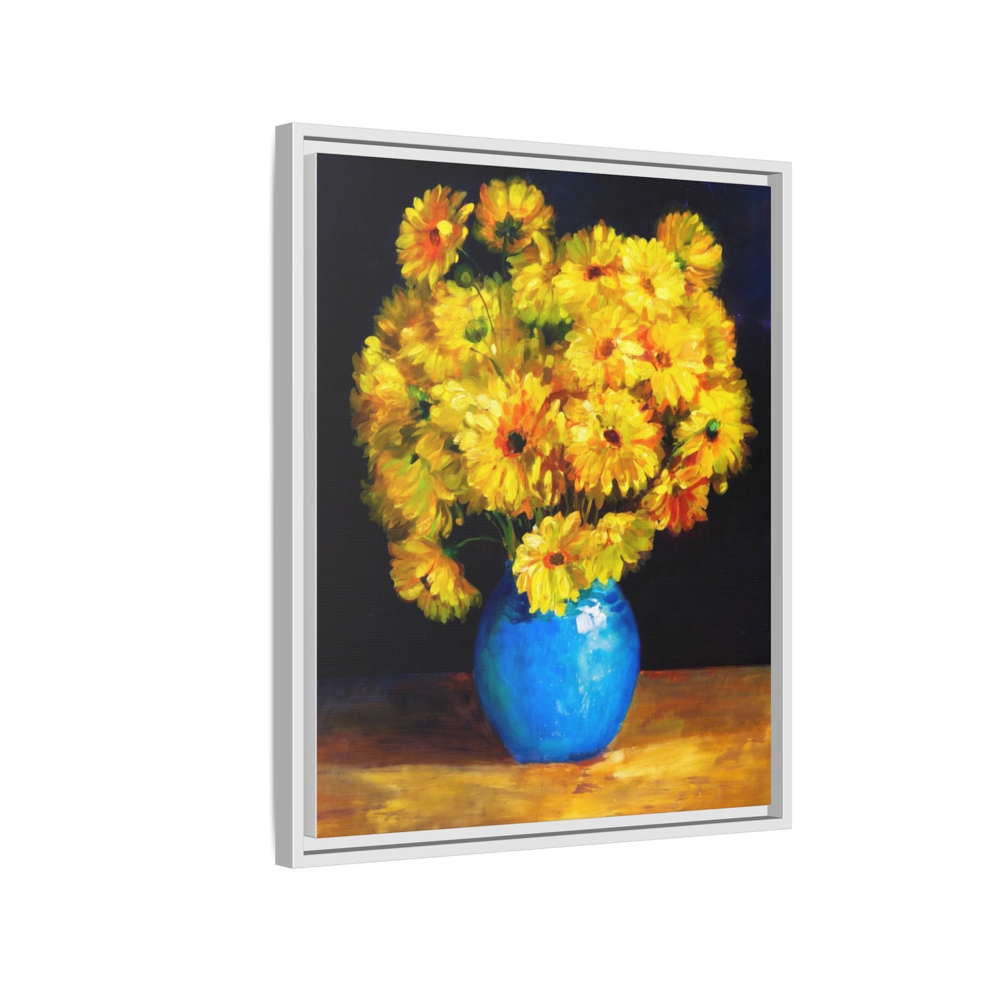 Yellow Daisy Bouquet Matte Canvas Framed Wall Art