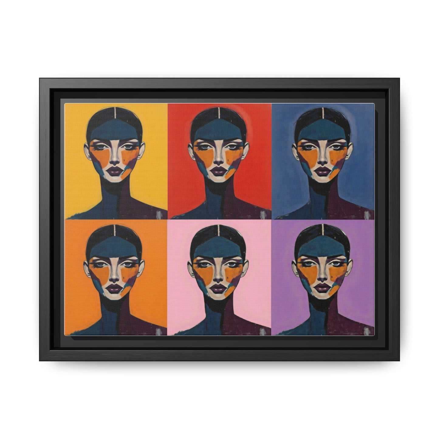Pop Art Portrait Matte Canvas — Framed Multi-Color Wall Art