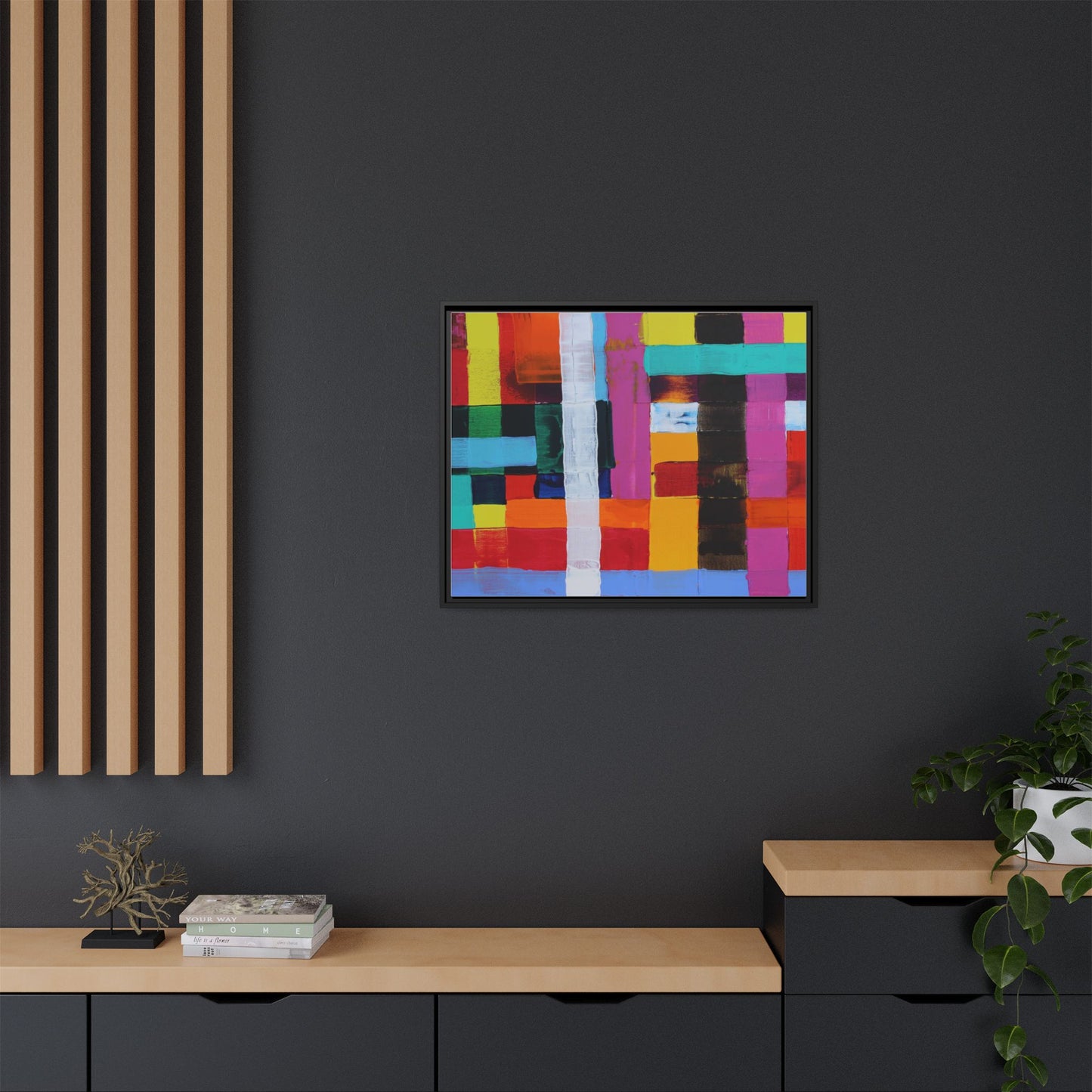 Farbfeld Malerei (Acryl) by Unknown Artist Matte Framed Canvas Wall Art Print