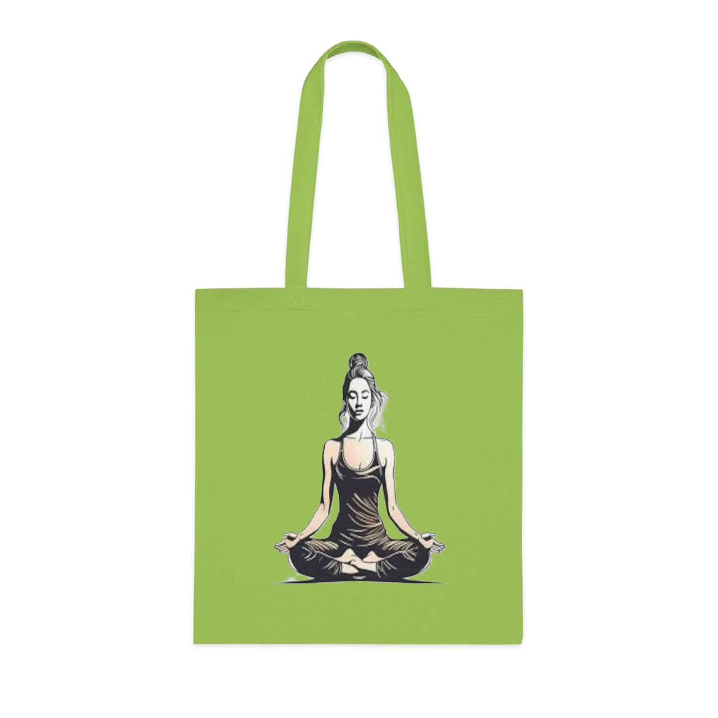 Yoga Meditation Cotton Tote Bag — Lotus Pose Graphic Beach & Market Tote