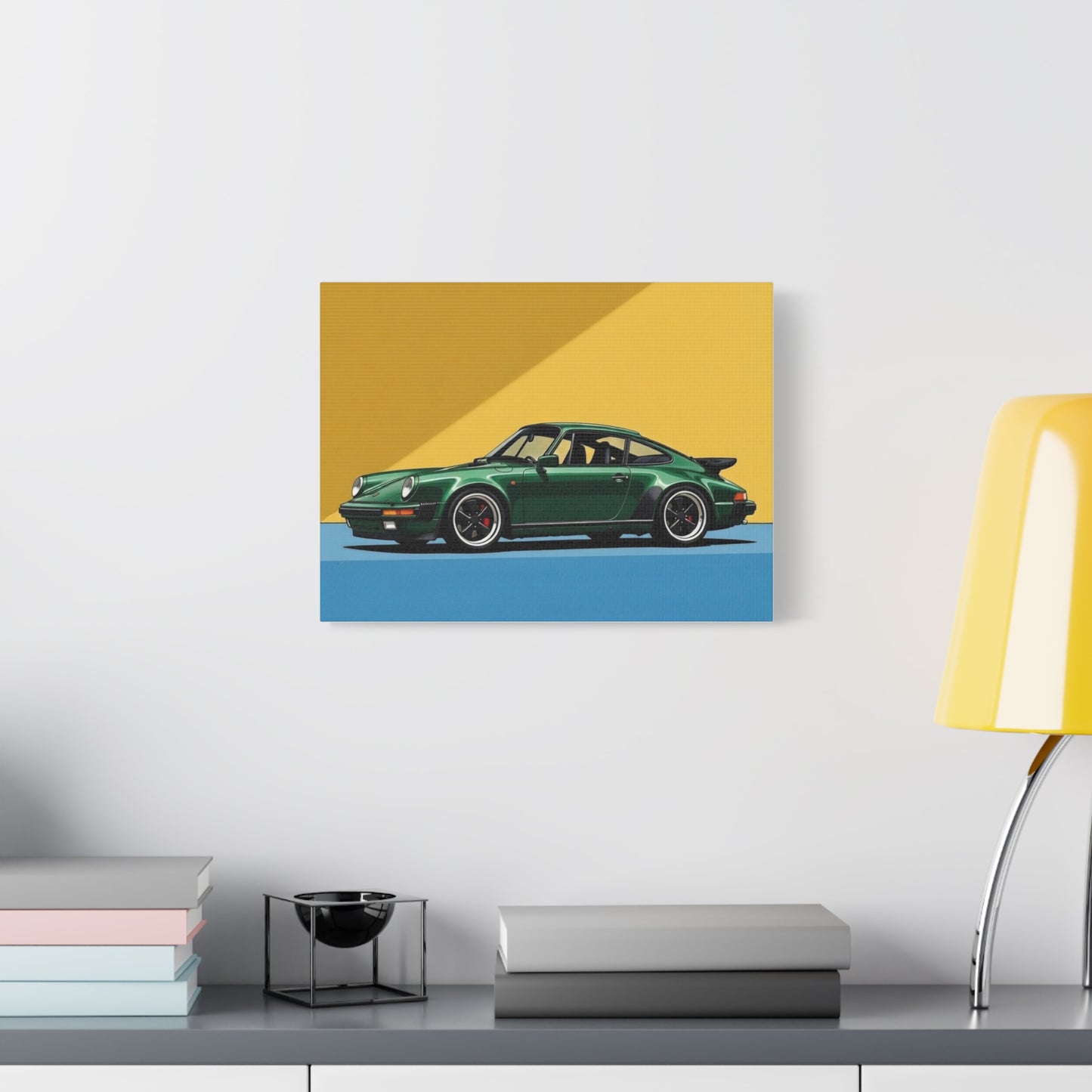Vintage Green Porsche Art Print - Matte Stretched Canvas